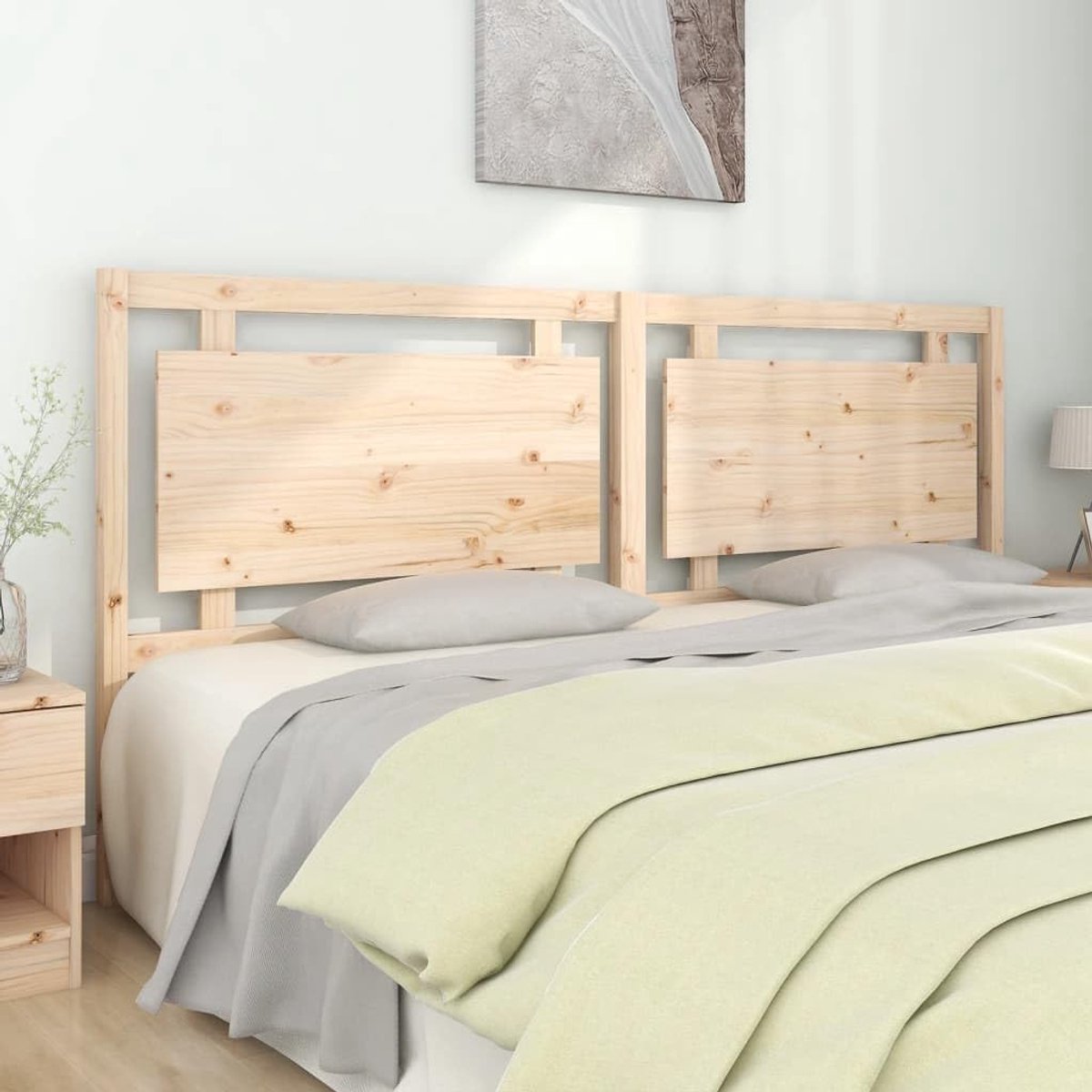 Houten hoofdeinde 205,5 x 4 x 100 cm grenen rustiek design voor slaapkamer rugsteun natuurlijke houtlook