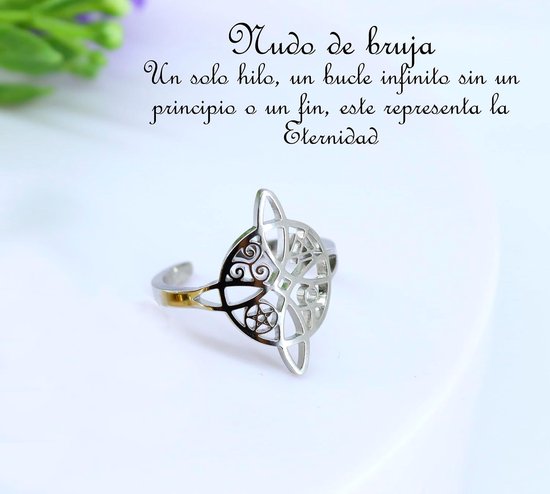 Faith Ring met heksenknoop voor dames, pentagram, Egyptisch kruis, verstelbaar, roestvrij staal, Triskel Talisman, Keltisch, magisch, beschermend — afbeelding 2