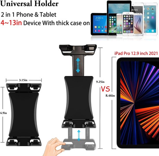 statief houder 60 inch met externe sluiter voor iPad Pro Air Mini 12,9 11 10,5 Surface Galaxy Tab, iPhone, 3,5 tot 13,5 inch telefoons Tablets, video-opname, camera — afbeelding 4
