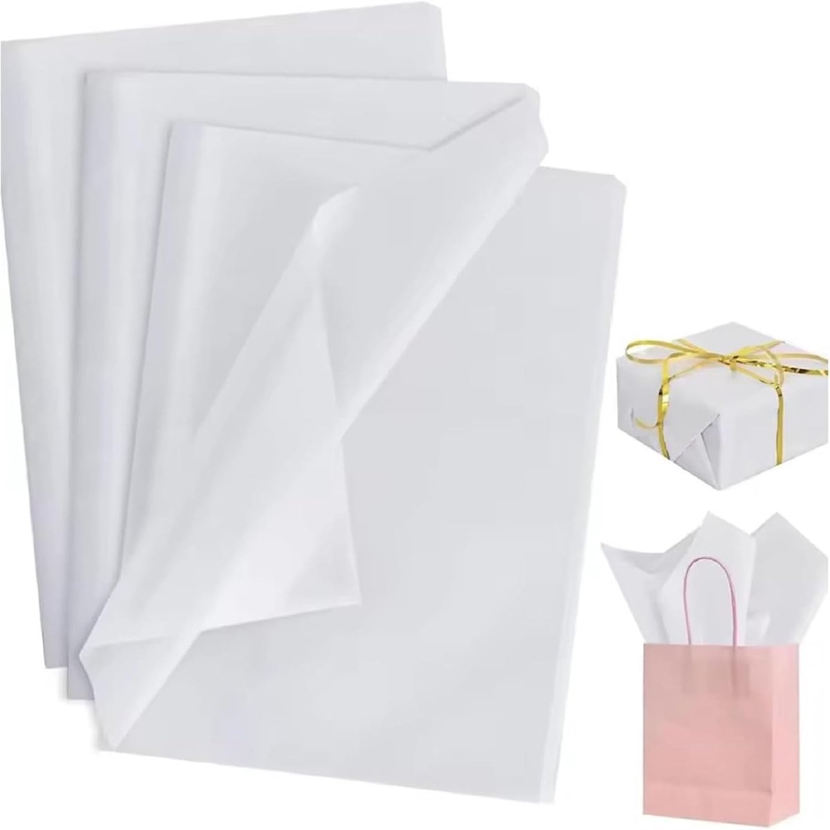 Zijdepapier,Tissuepapier,Wit Zijdepapier Verpakkingsmateriaal,Ideaal voor het vullen van geschenkdoosjes,Ambachtelijke verpakkingen