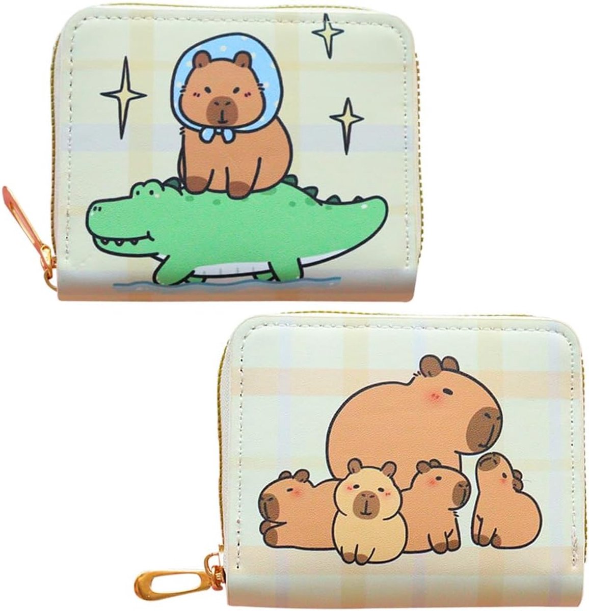 Capybara portemonnee voor kinderen, tweevoudig, portefeuille, 2 stuks