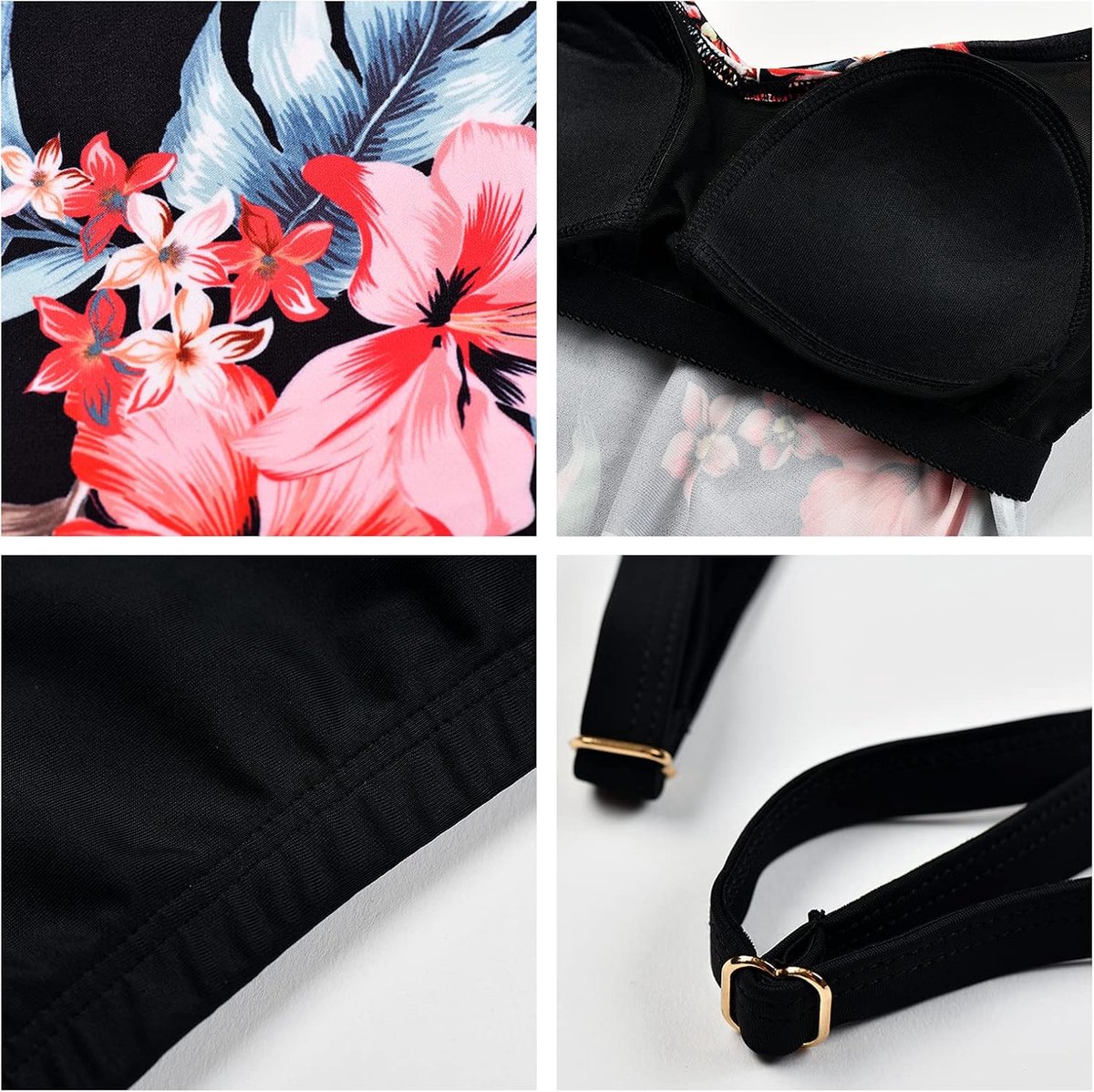 Tankini voor dames, buikweg, ruches, hoge taille, zwempak