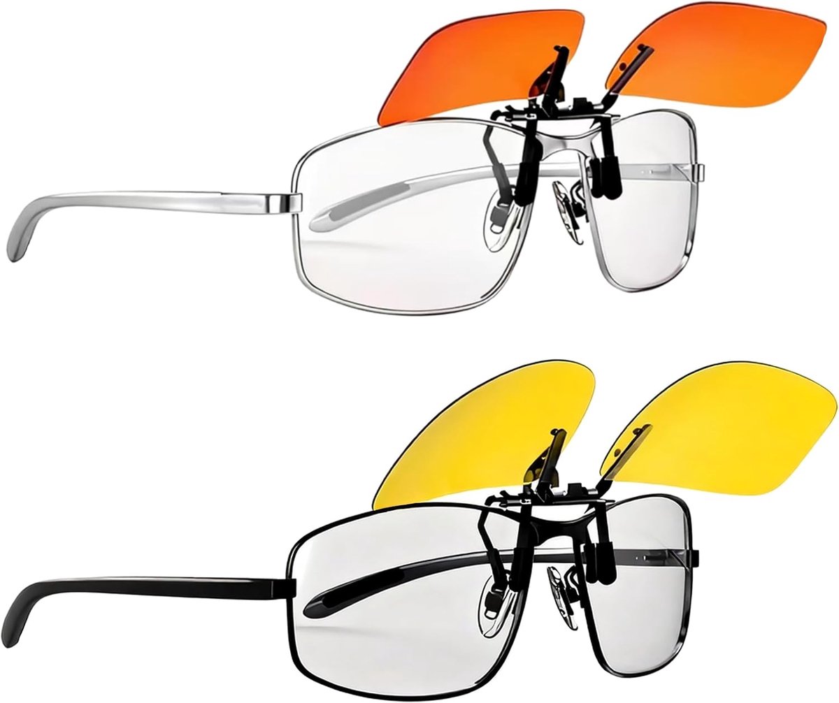 Lunettes De Conduite De Nuit Polarisées à Clipser, Protection Contre L’éblouissement des Phares, Vision Haute Définition, Anti-UV, Filtrage de Lumière Bleue, Confort Universel pour Hommes et Femmes
