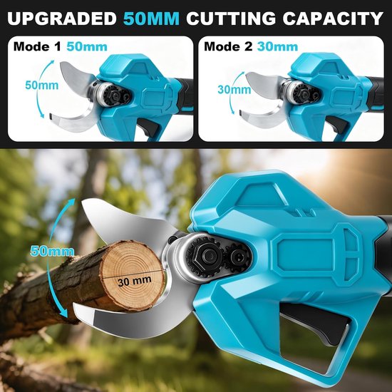 45 mm, borstelloze elektrische snoeischaar, compatibel met Makita 18 V, met lcd-display en reservemesjes, draagbare snoeischaar voor efficiënt snijden (zonder accu en oplader) — afbeelding 2