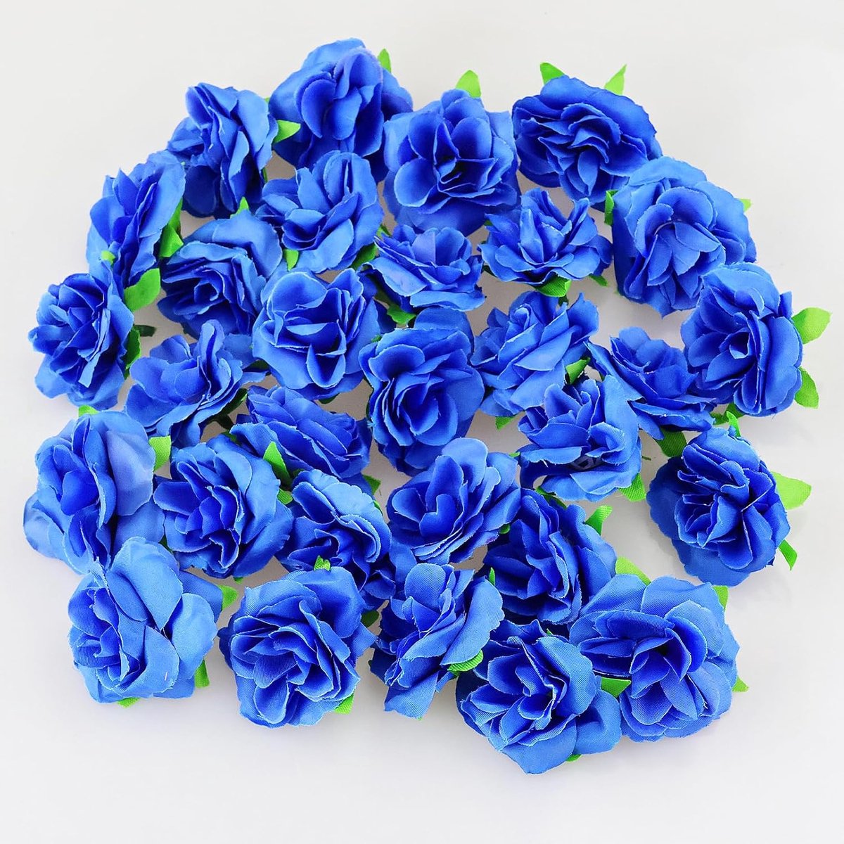 Kunstbloemkop, 50 stuks, koningsblauwe bloemen, blauwe rozen, kunstbloem, boeket, echte aanraking, rozenplant, kunstbloem, kunstbloem, voor decoratie, bruiloft, feest, verjaardag, huis, tuin, 50 stuks
