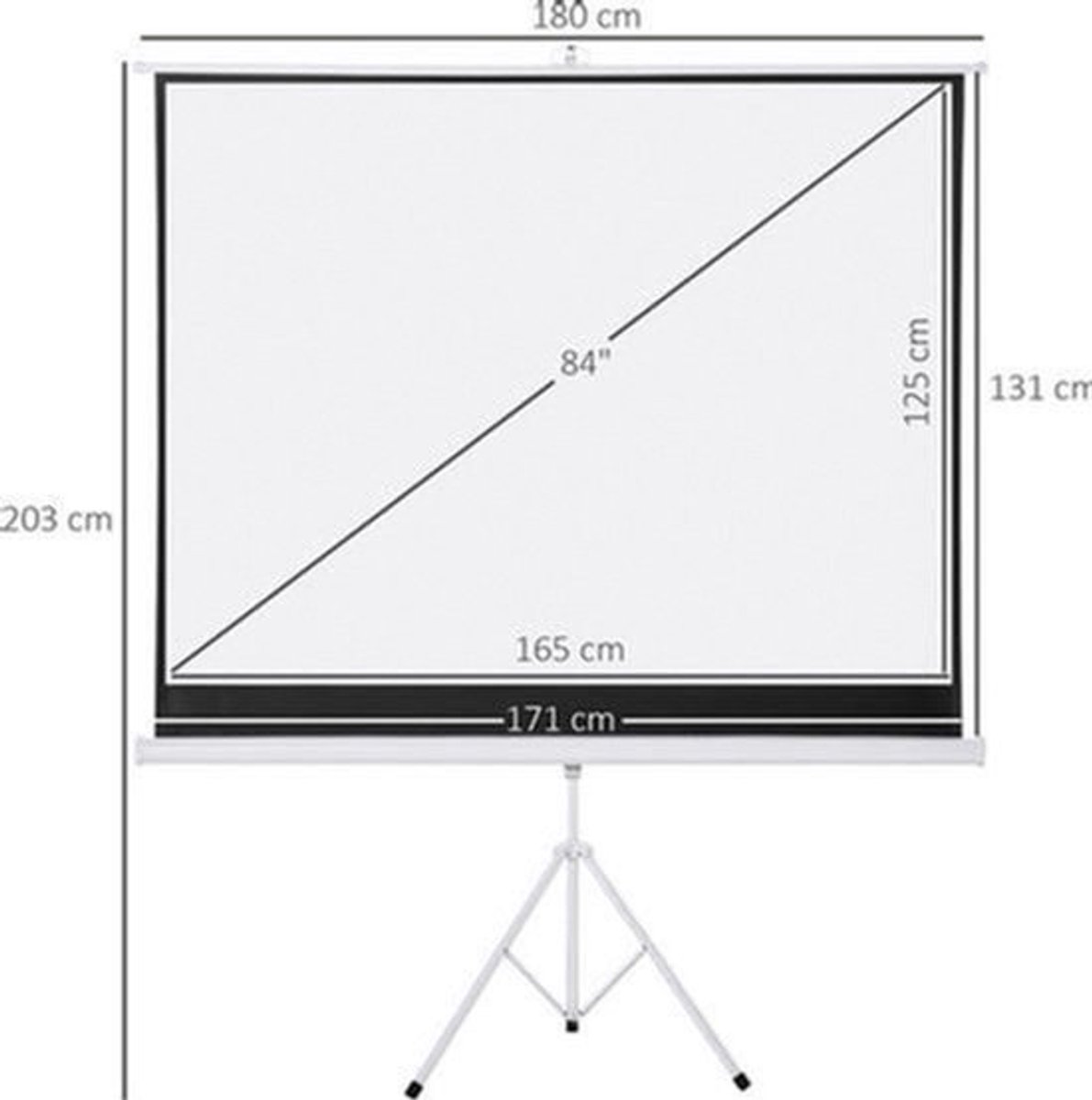 Projectiescherm – Beeldscherm – Presentatiescherm – Filmscherm – Cinema Scherm – 4:3 Formaat – Wit Kwaliteitsmateriaal – Heldere Projectie