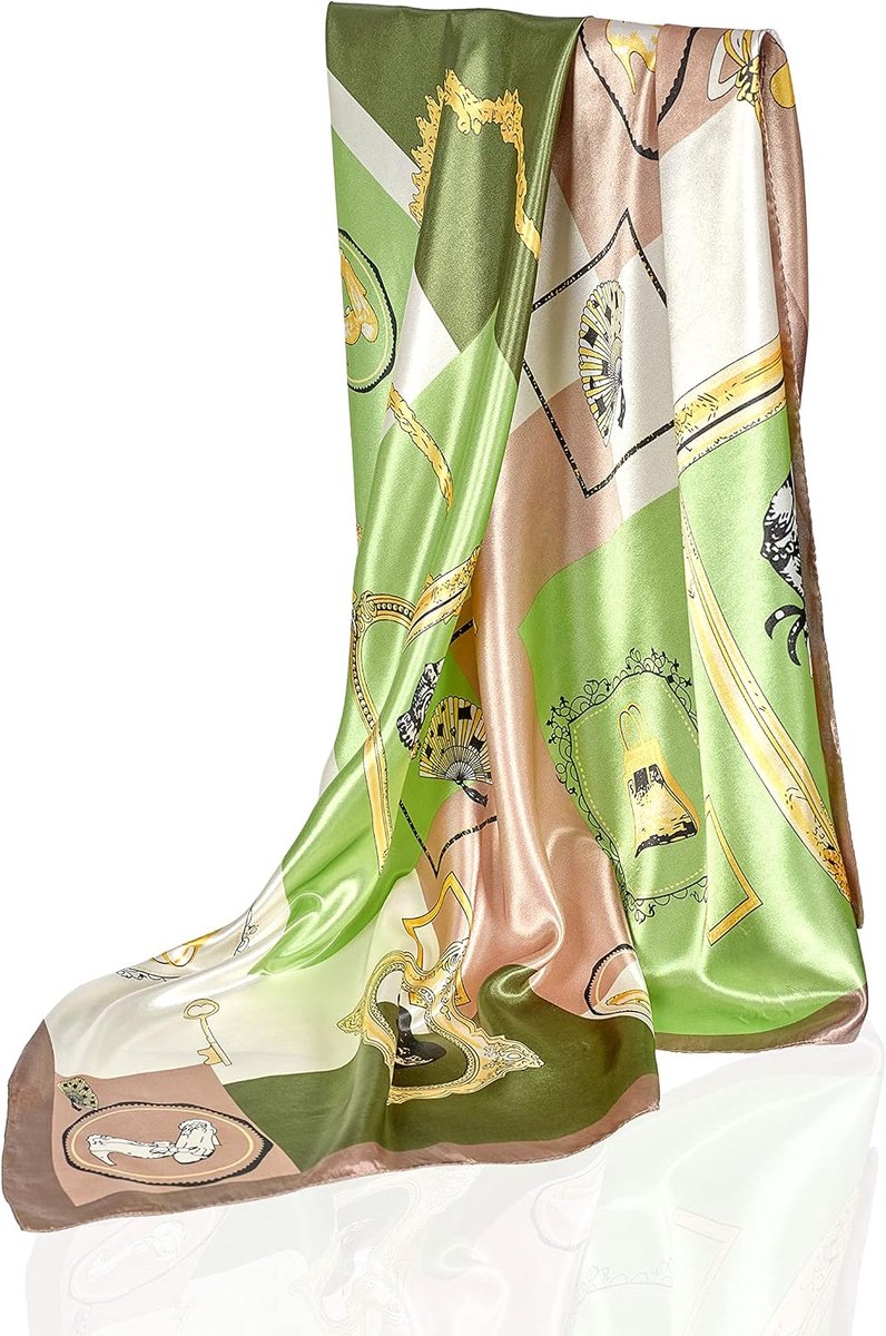 Sjaal voor dames, elegante 90 x 90 cm zijden doek voor het haar, halsdoek voor dames, elegante satijnen doek, halsdoek, bandana, hoofddoek,