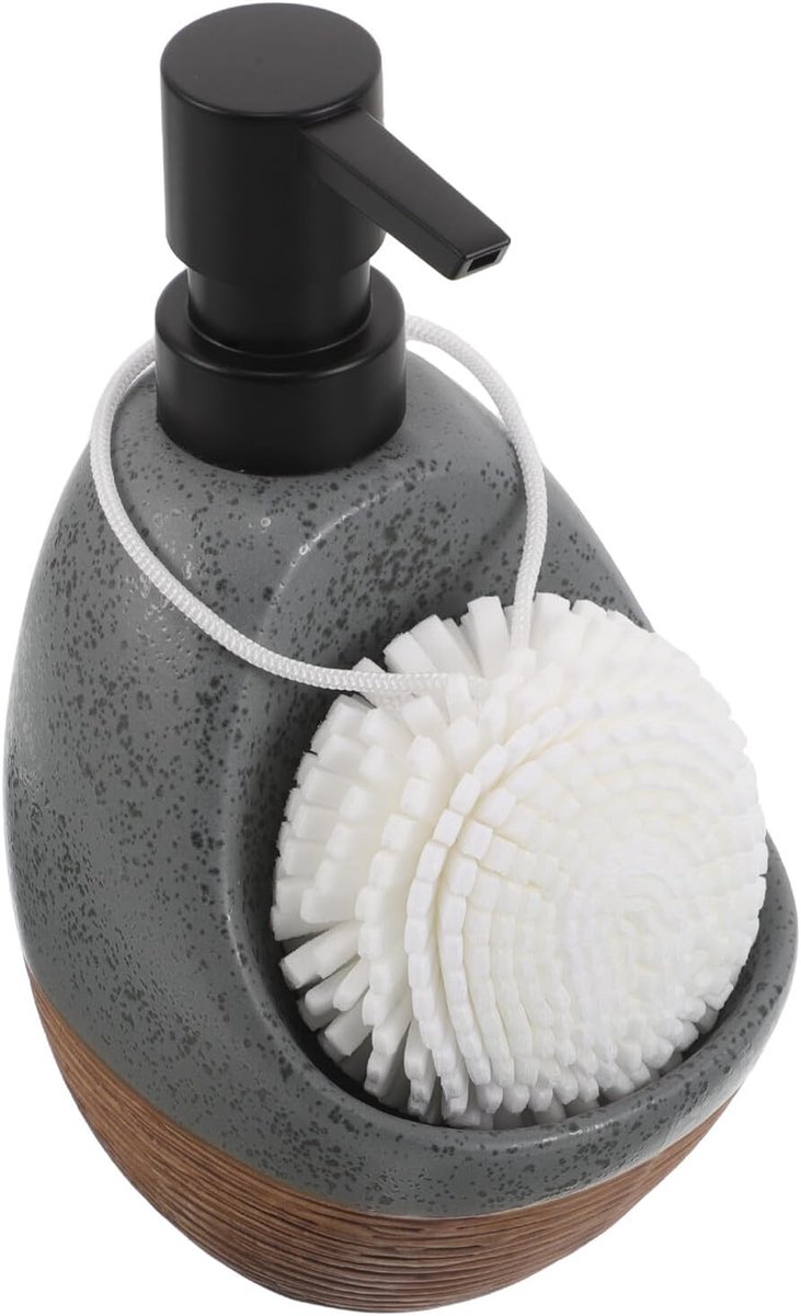 Multifunctionele Afwaszeepdispenser met Sponshouder Hervulbare Keukenpomp voor Aanrecht Wastafel Duurzaam Stijlvol Grijs Design