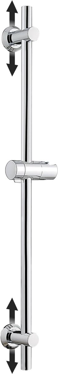 Doucheset roestvrij staal douchestang met verstelbare douchekophouder, boorgaten compatibele wandhouders, geschikt voor standaard handdouches, douchestang 70 cm, chroom