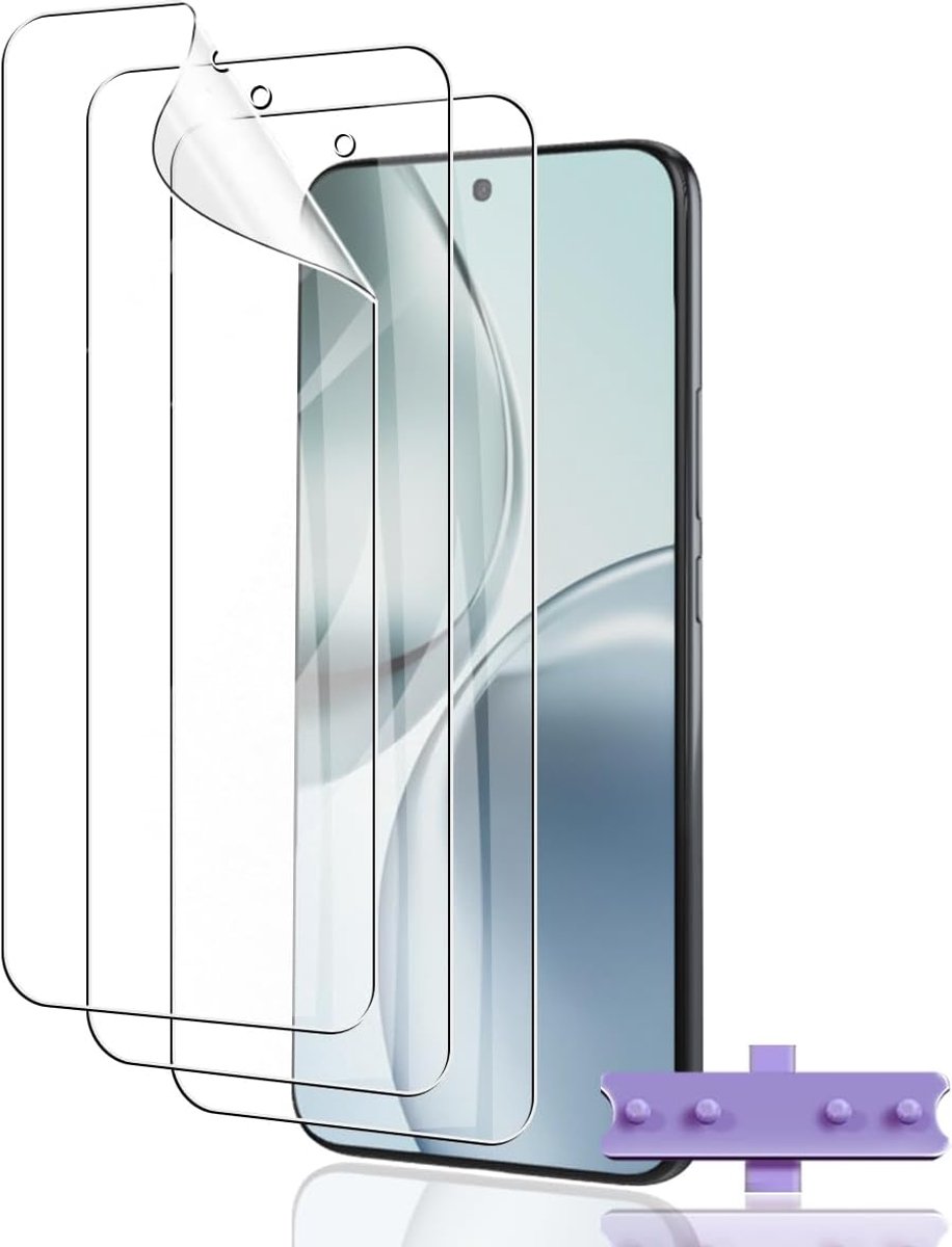 Schermbeschermer voor Realme 14 Pro+ 5G/14 Pro Plus 5G Gehard Glas, 3 Stuks HD Anti-Kras Schermbeschermfolie [3D Volledige Dekking] TPU Soepele Beschermende Film
