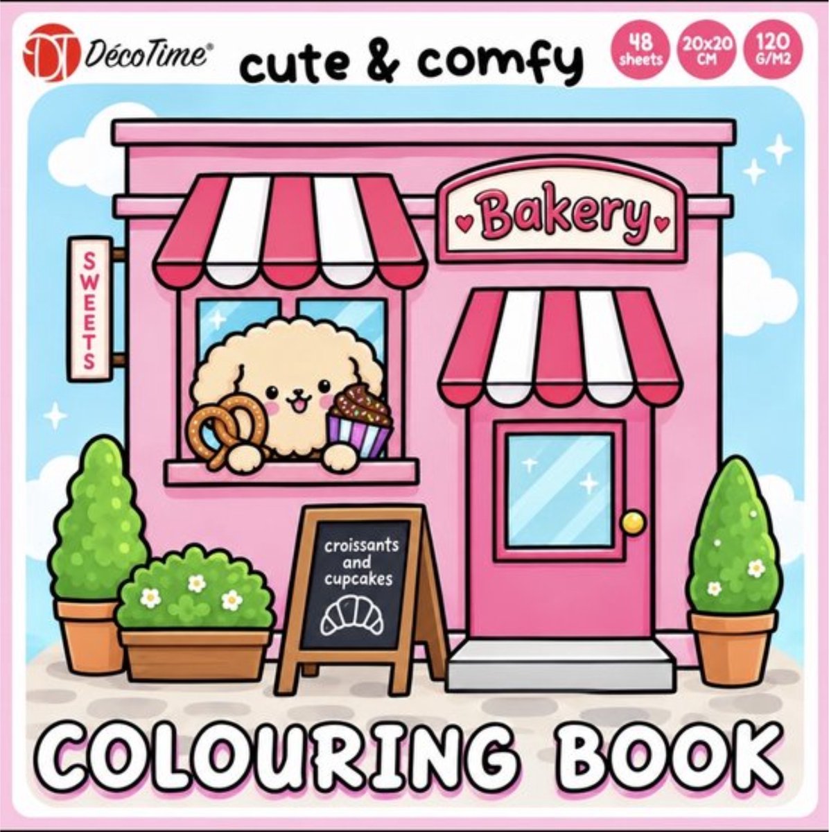 Decotime Cute & Comfy - Roze - Cozy kleurboek voor volwassen - 48 Kleurplaten - 20 x 20 cm - Dik Papier - Kleurboek volwassenen - Cozy Coloring Book - Cozy Kleurboek - Cozy Coloring - Cozy Europe - Cozy Christmas - Little Corner