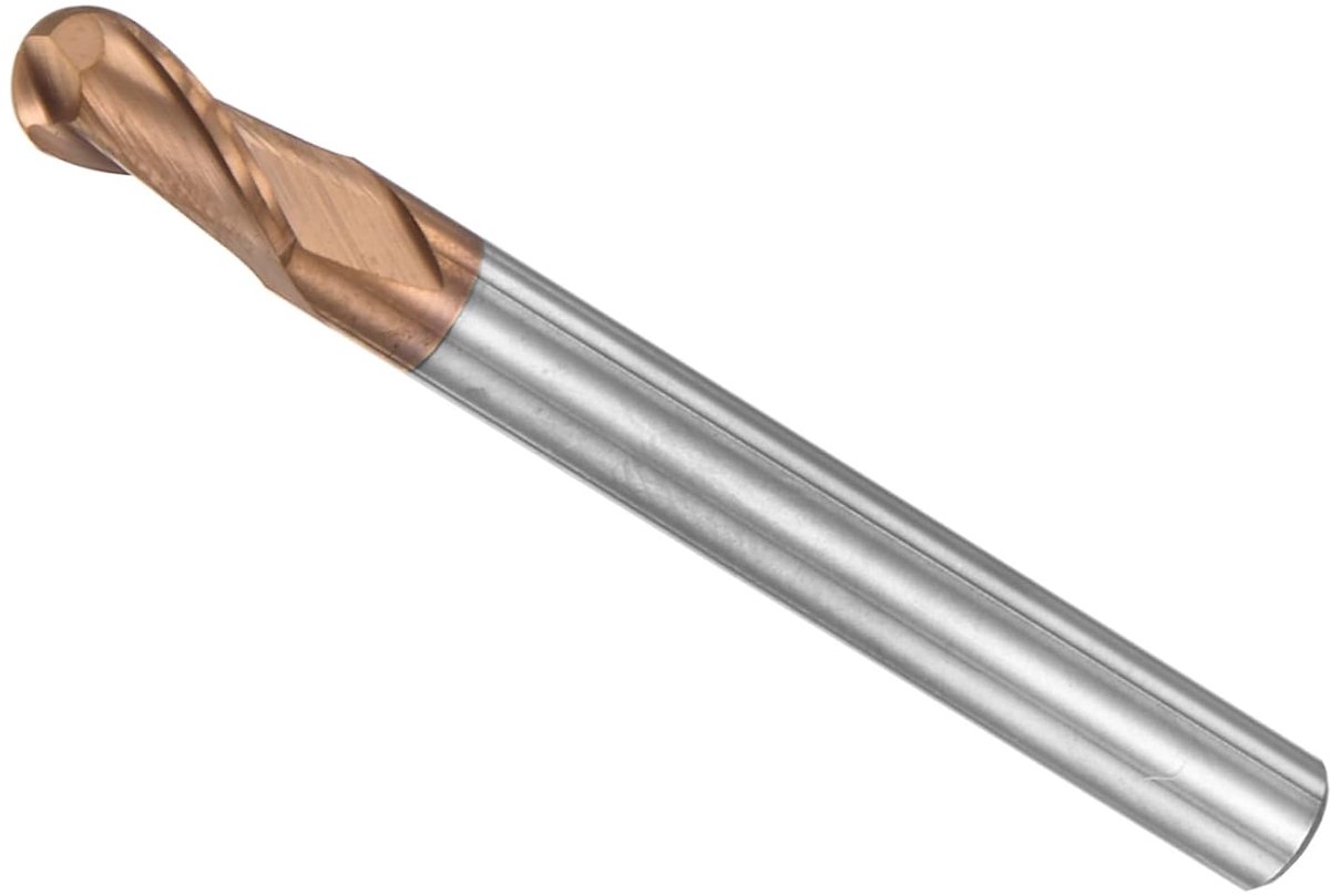 Eindfrees, 2,5 mm spaak 5 mm schacht 50 mm lengte, AlTiN coating M30 wolfraam carbide 2 fluiten freessnijder boor - (voor roestvrij staal gehard staal)