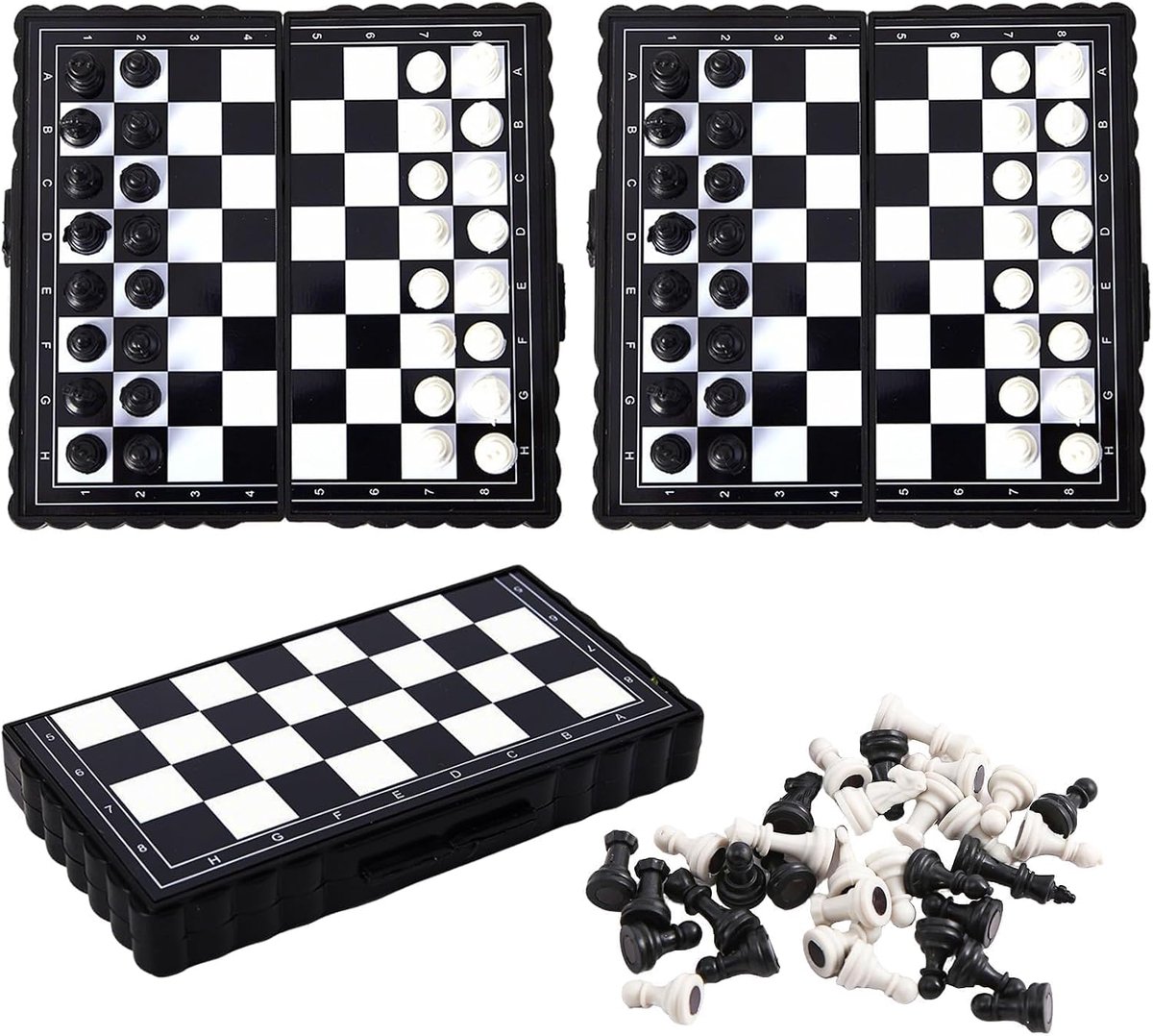 3 stuks schaakspel opvouwbaar magnetisch schaakbord reizen familie