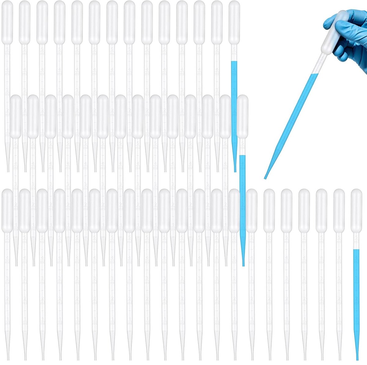 50 stuks pipetten, kunststof transferpipetten 5 ml, plastic pipet met schaal, doseerpipetten, laboratoriumpipetten wegwerppipetten voor laboratoriumexperimenten, industrie, ambachten, oliën