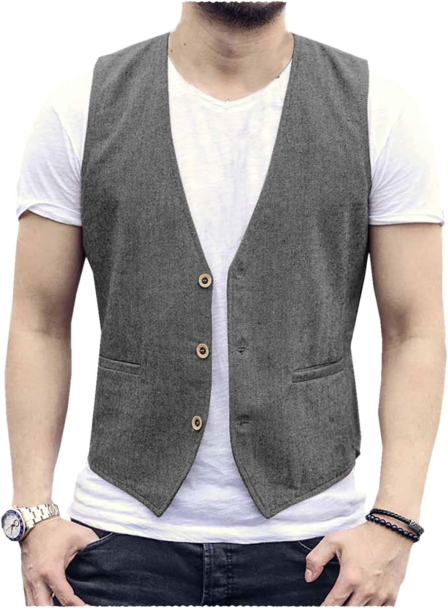 Vest voor heren, casual, regular fit, grijs, L