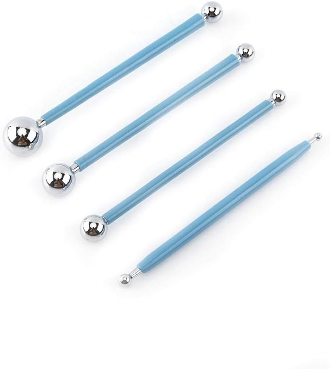 4-Piece Metal Ball Stylus Set, Clay Modeling Tools, Cake Decorating Mold, Double-Sided for Ceramic, Fondant, and Sugar Art