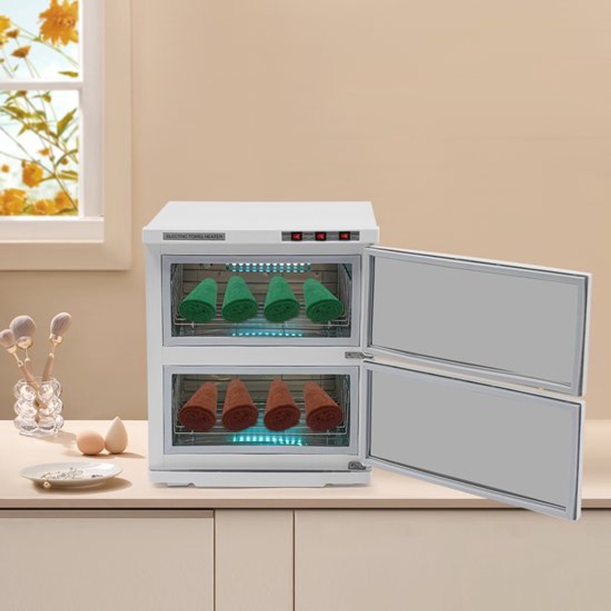 Handdoekverwarmer Elektrisch - Wit - 412W Vermogen - 50L Inhoud - RVS Materiaal - Voor Schoonheidssalon Spa Hotel - Handdoekwarmer