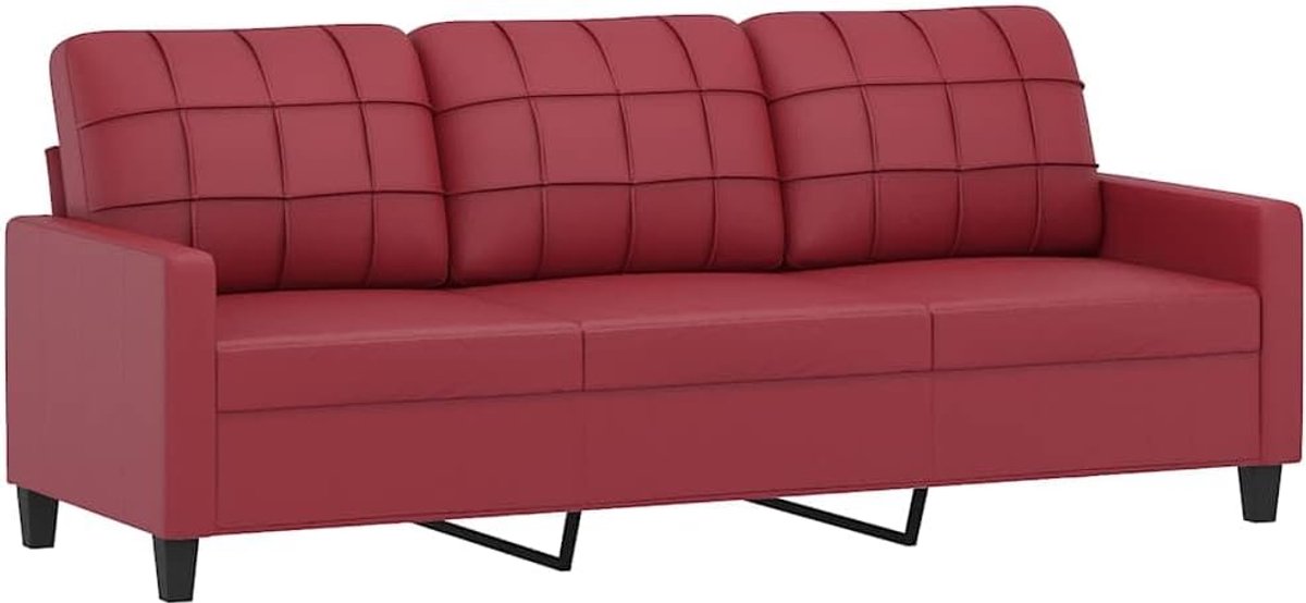 Bank met Metalen Frame, Loungebank, Tweezitsbank, Woonkamerbank, Kunstleren Bank voor Woonkamer (Wijn rood #17)