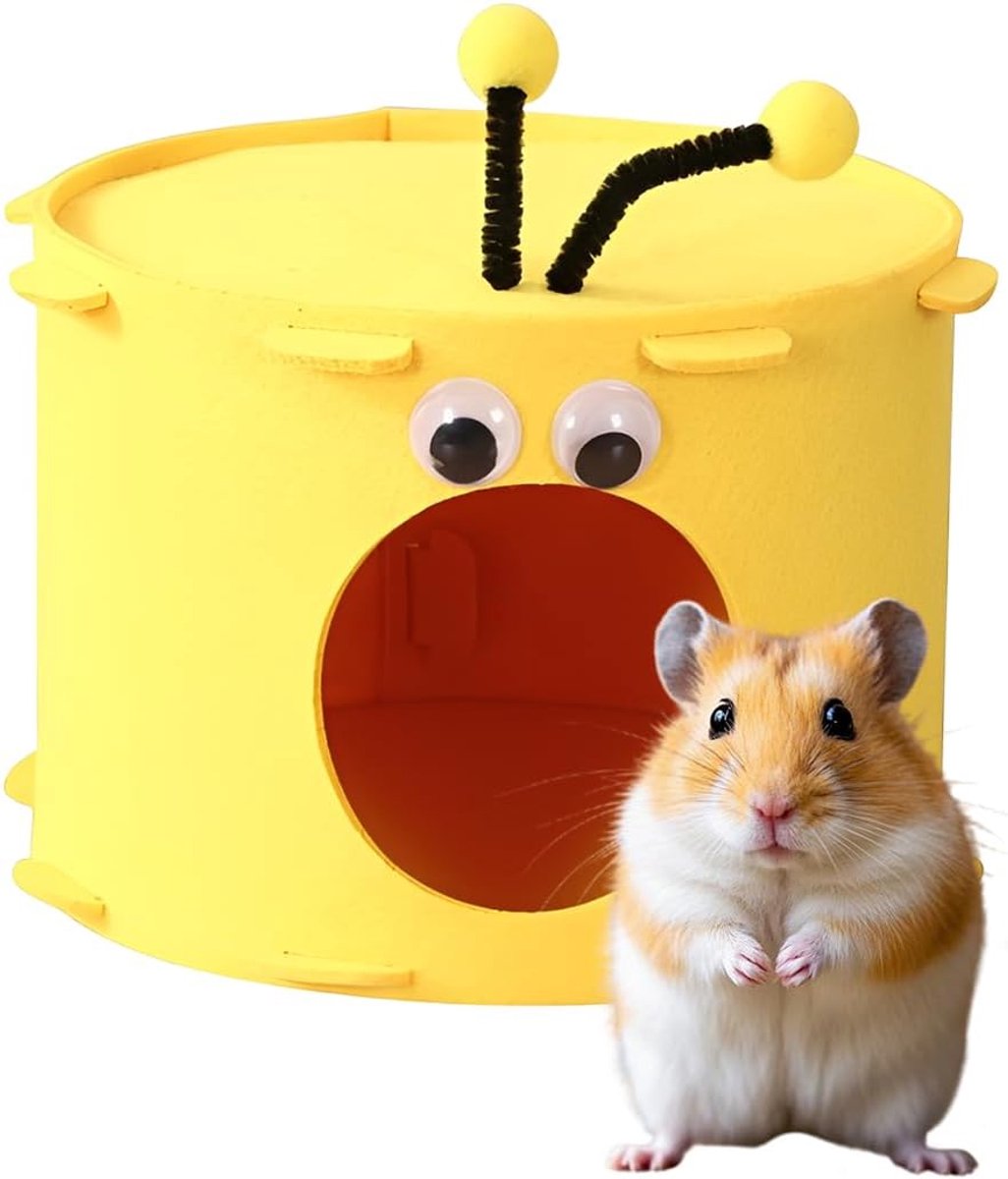 Hamsterhol, vilt, ademende knuffelhol, afneembaar en wasbaar, vierseizoen, huisdierhuis voor cavia's, dwergkonijnen, fretten