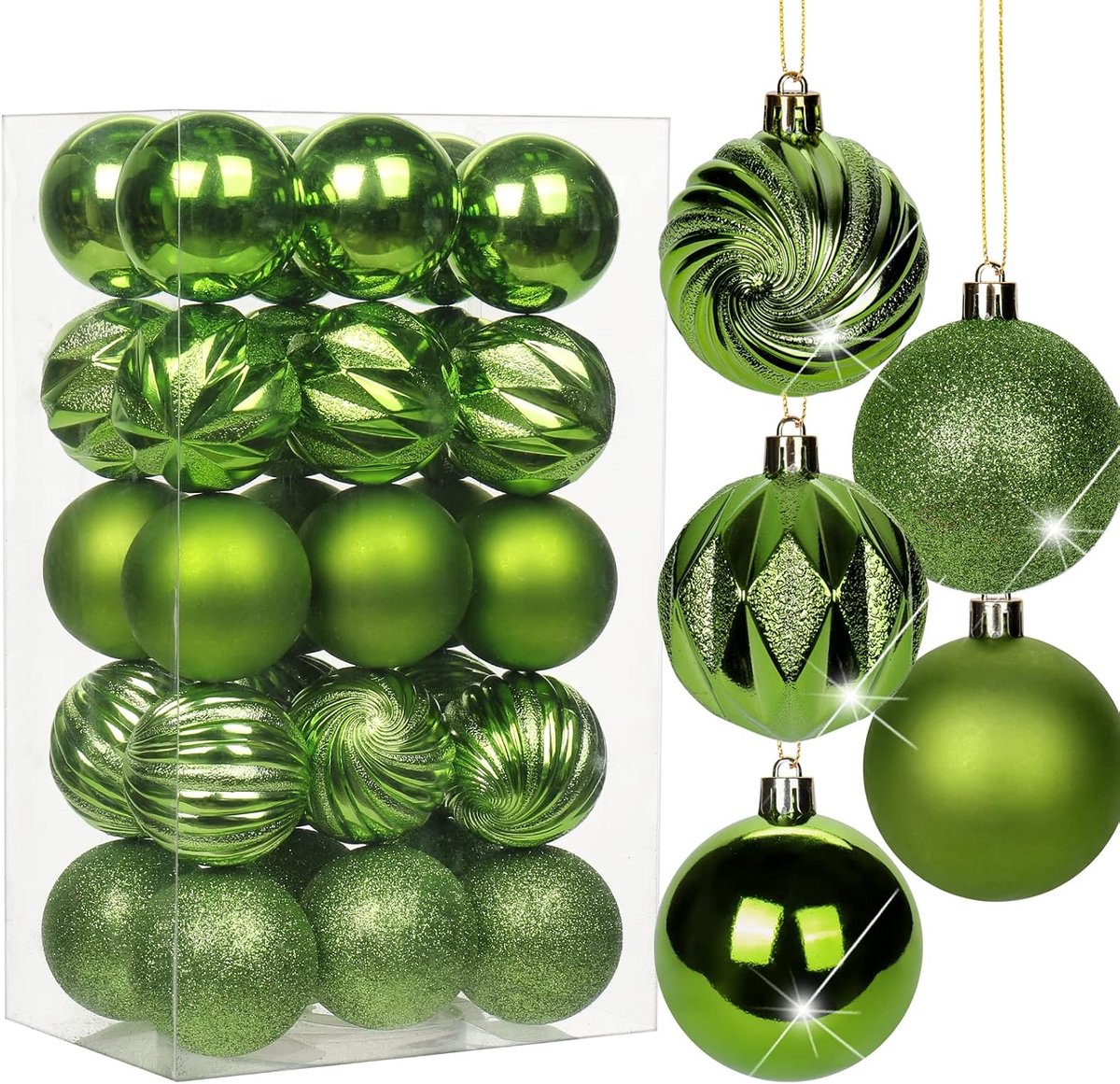 Kerstballen set kerstboomballen kunststof kerstboomversiering met ophanglus kerstboomversiering voor bruiloft, feestdagen, feest, Kerstmis, Halloween, huisdecoratie