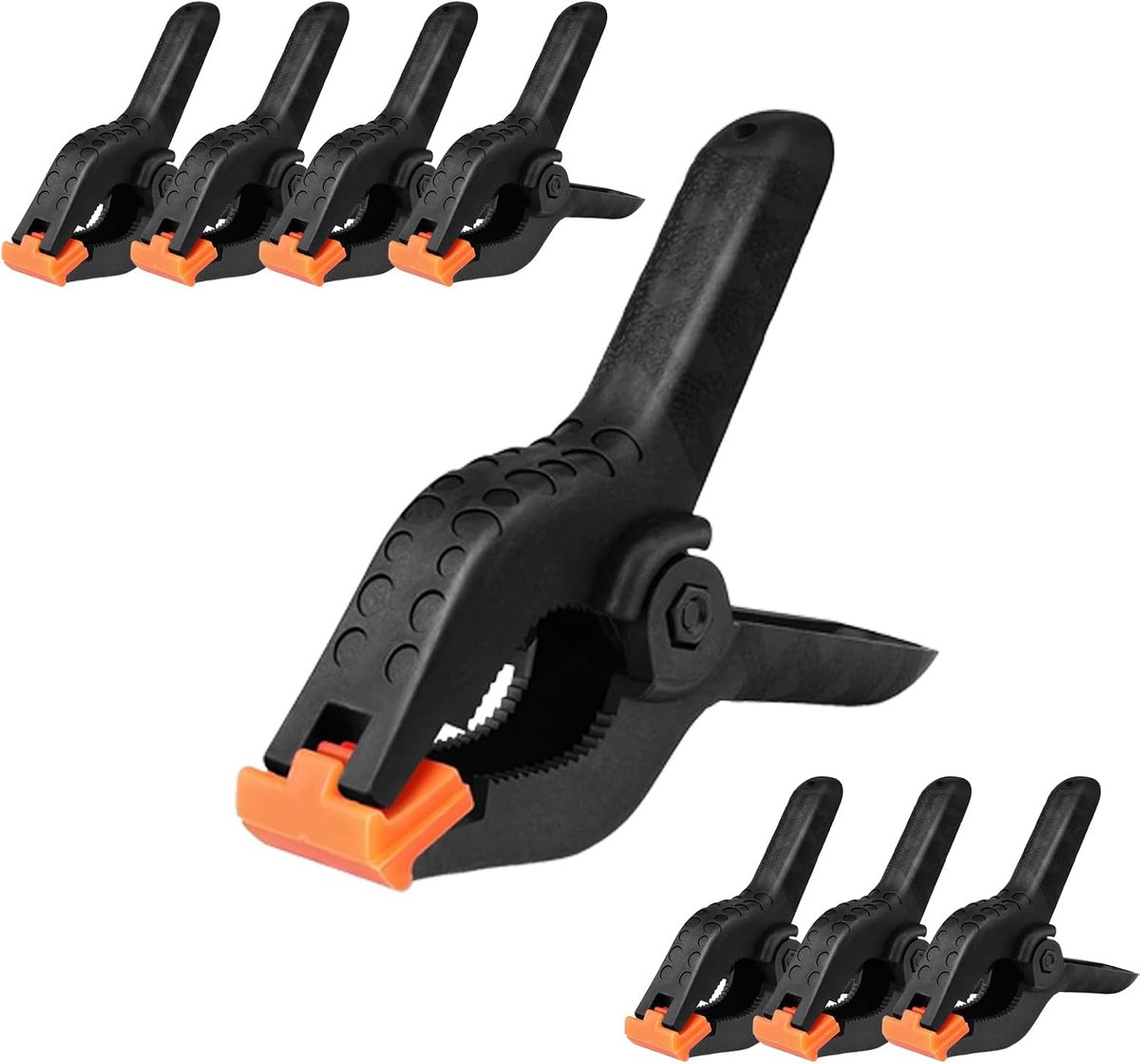 Veerklemmen, 8 stuks hoogwaardige zwarte nylon veerklemmen, lijmklemmen met beweegbare en geribbelde klembekken voor houtbewerking, doe-het-zelf fotostudio's, fotoachtergrond (zwart)