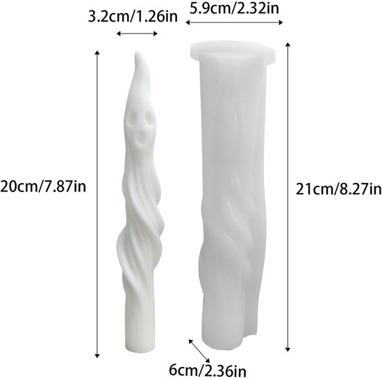 Kaarsenmal 3D Siliconen Spiraal Spookmal — afbeelding 3
