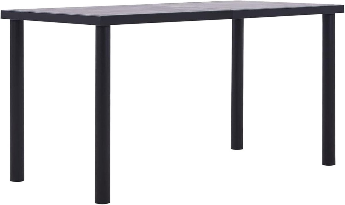 Eettafel van MDF zwart en grijs beton 140 x 70 x 75 cm