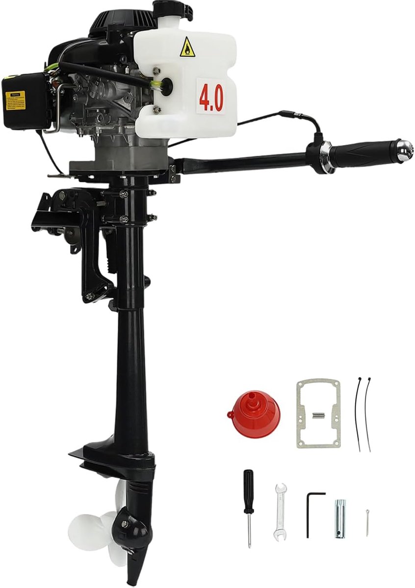 3 pk 4-takt buitenboord bootmotor benzine buitenboordmotor buitenborder 4 takt benzinemotor 5500rpm, luchtgekoeld buitenboordmotor voor opblaasbare boten, vissersboten, zeilboten