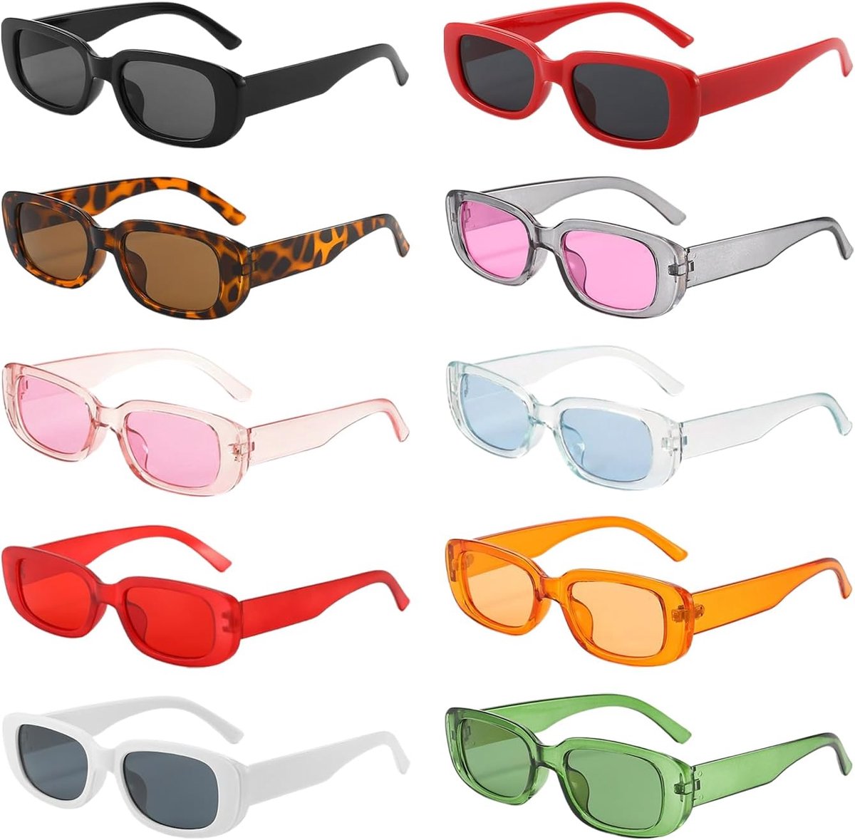10-delige partybril, retro zonnebril, jaren 90-accessoires, zonnebril met klein montuur, feestbril, hippie-zonnebril, gekleurde zonnebril