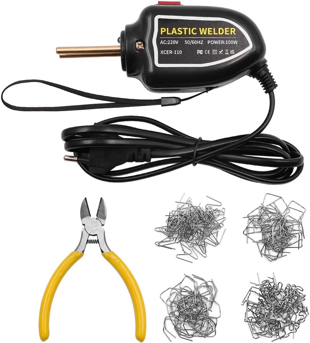 220V 100W Kunststof Lasset Mini Kunststof Lasser Met 200 Stuks Hete Nietjes Voor Autobumper Spatbord Kajak Reparaties-Zwart