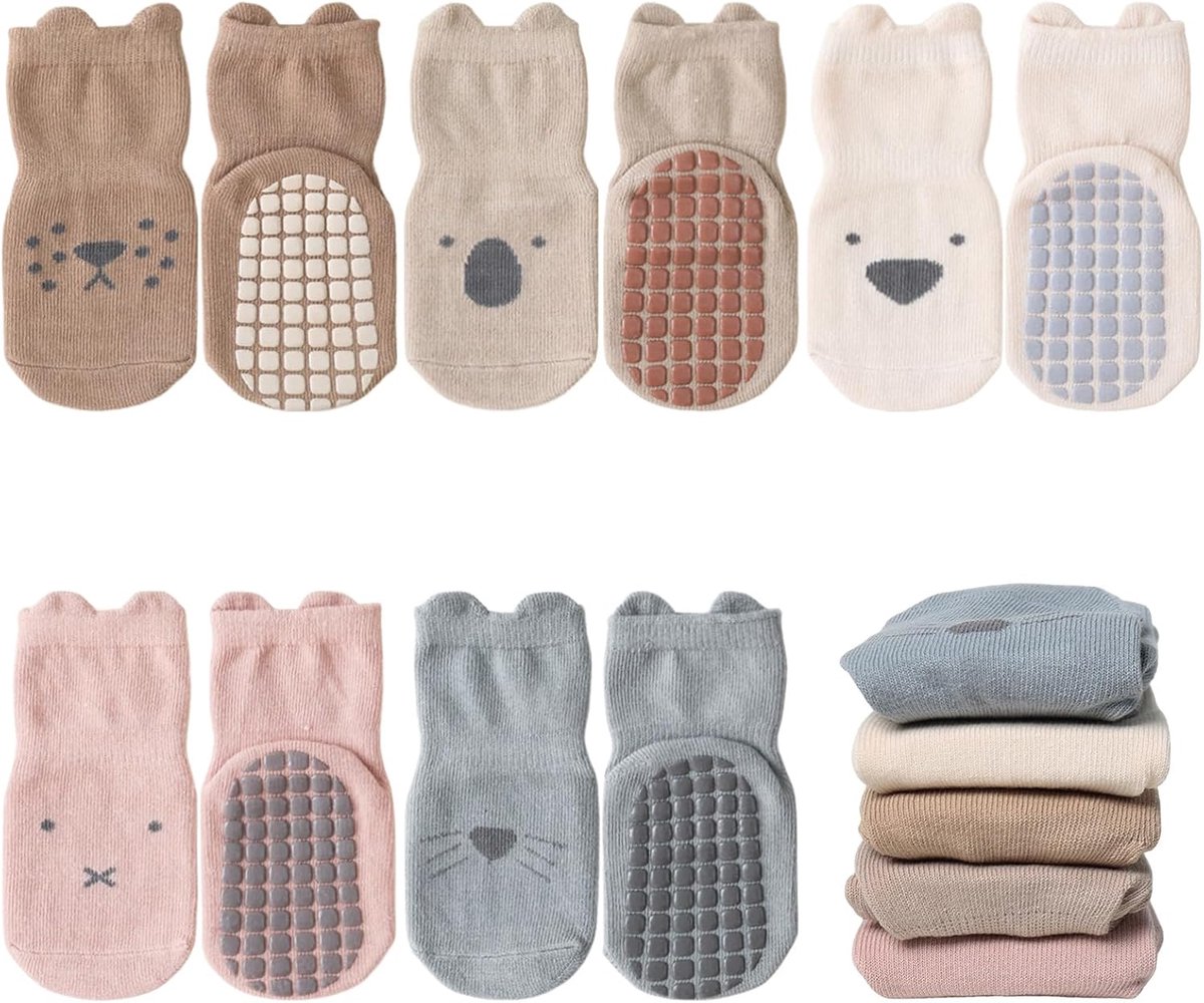 Sokken, wintersokken, herfst, meisjes, jongens, kleine katoenen sokken met handvat, uniseks, pasgeborenen, dieren, sportsokken, set van 0-5 jaar
