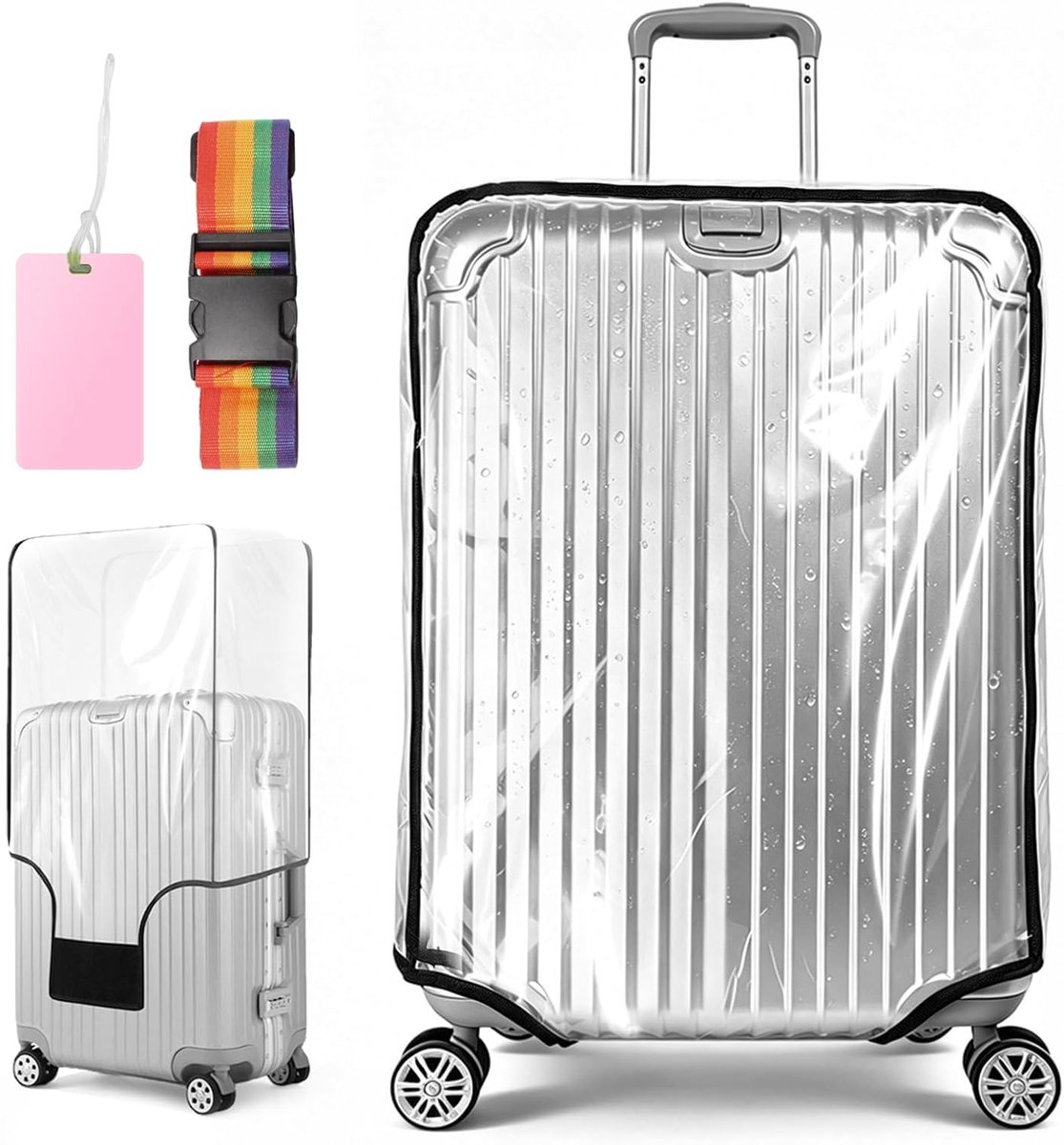 Kofferbeschermhoes, transparant, bagageafdekking, doorzichtig, 24 Zoll, modern
