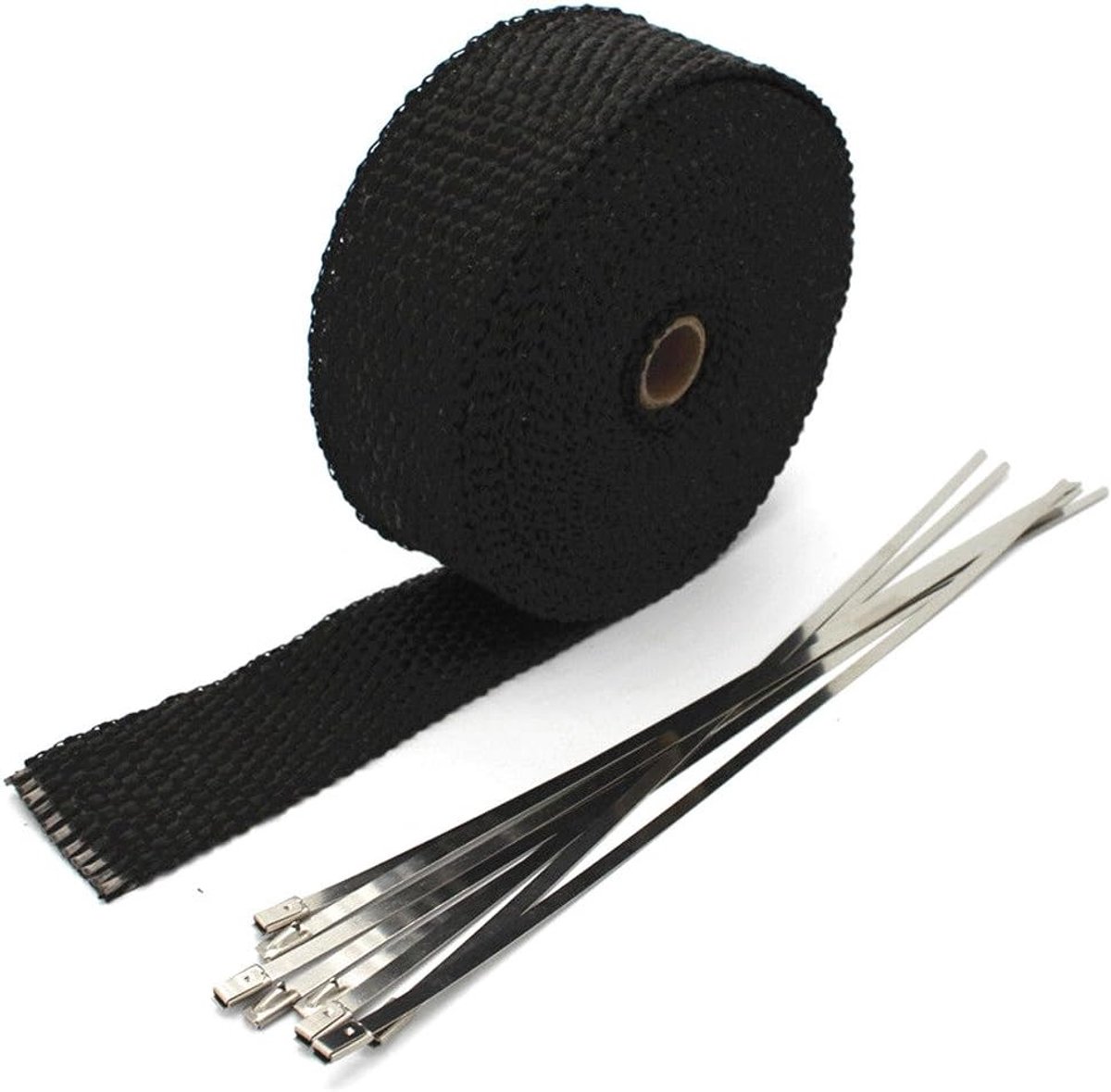 Motorfiets uitlaatband 5cm x 5m - glasvezel zwart - thermische bescherming - isolatie voor uitlaatpijp