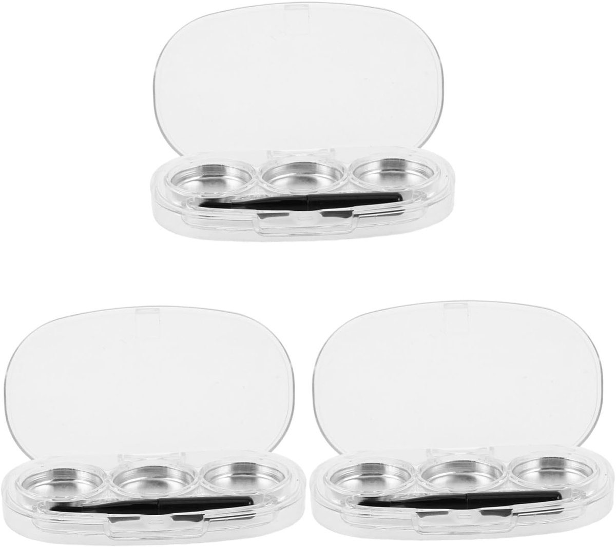 3 Stuks Delige Transparante Make-up Organizer met Kwastje Draagbare Opbergdoos voor Oogschaduw Blush Lipstick Compacte Multifunctionele Make-up Case voor Reizen Bureaugebruik