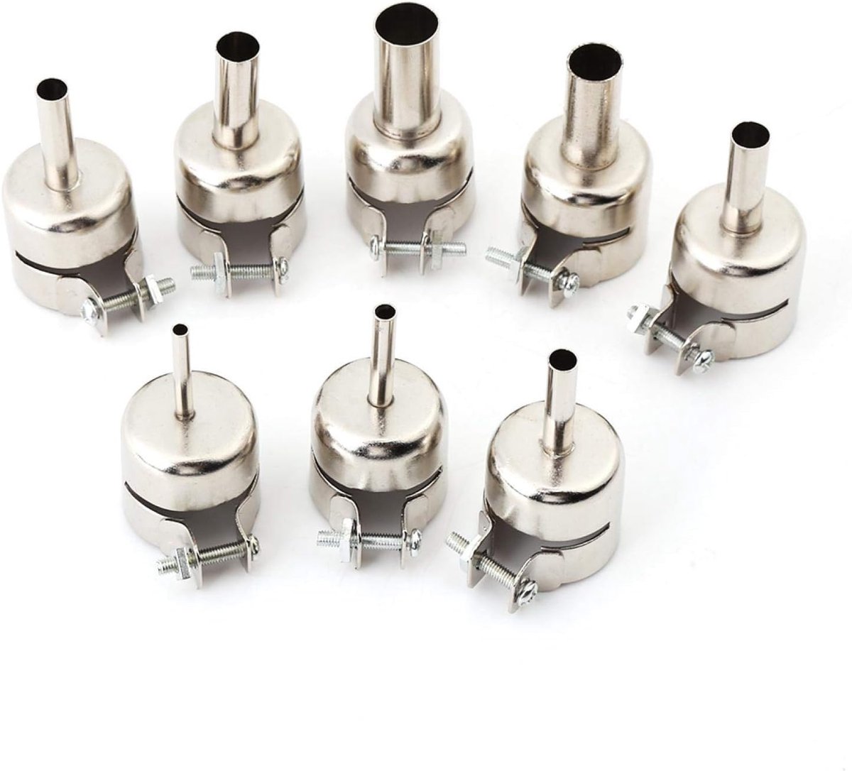 8 STKS Nozzles Rvs Ronde Heteluchtpistool Nozzles Kits Heteluchtpistool Bijlagen Soldeerstation Reparatie Tools met Slotschroef (3/4/5/6/7/8/10/12mm)