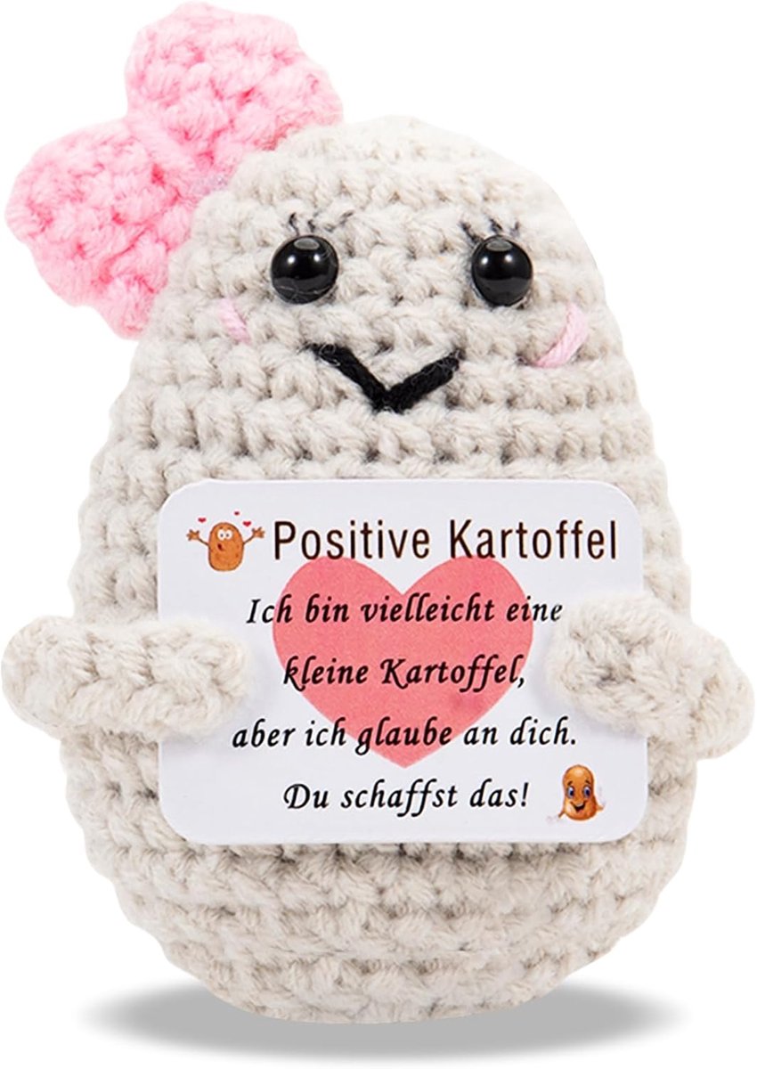 Hug Positieve aardappel, creatieve breiwol, aardappelpop, moedermaker, geluksbrenger, beste vriendin, cadeaus voor vriendin, kleine cadeaus voor vrouwen, ziekenhuiscadeau
