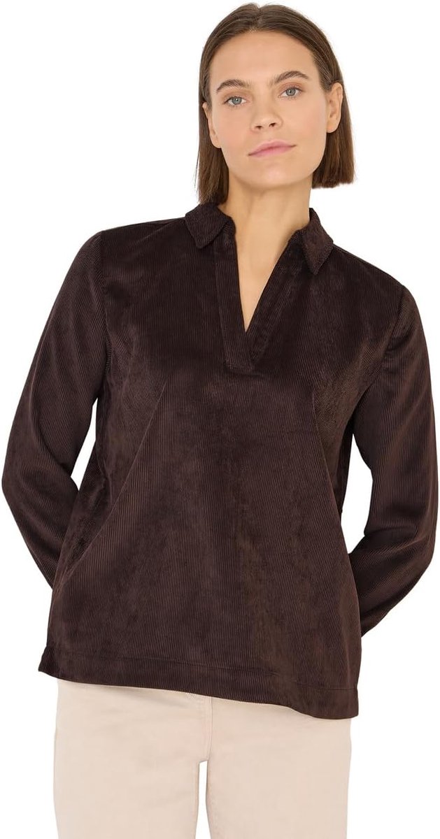 Zachte corduroy blouse voor dames, Tartufo Brown, XL