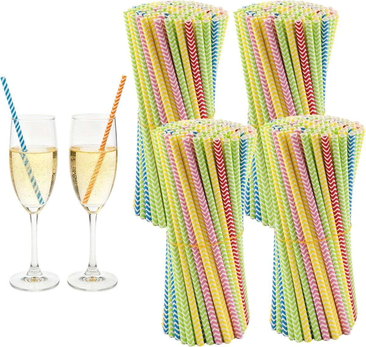 Rietjes, 20 cm, 6 mm, kleurrijke papieren rietjes voor verjaardag, bruiloft, feest, knutselen, cake pops
