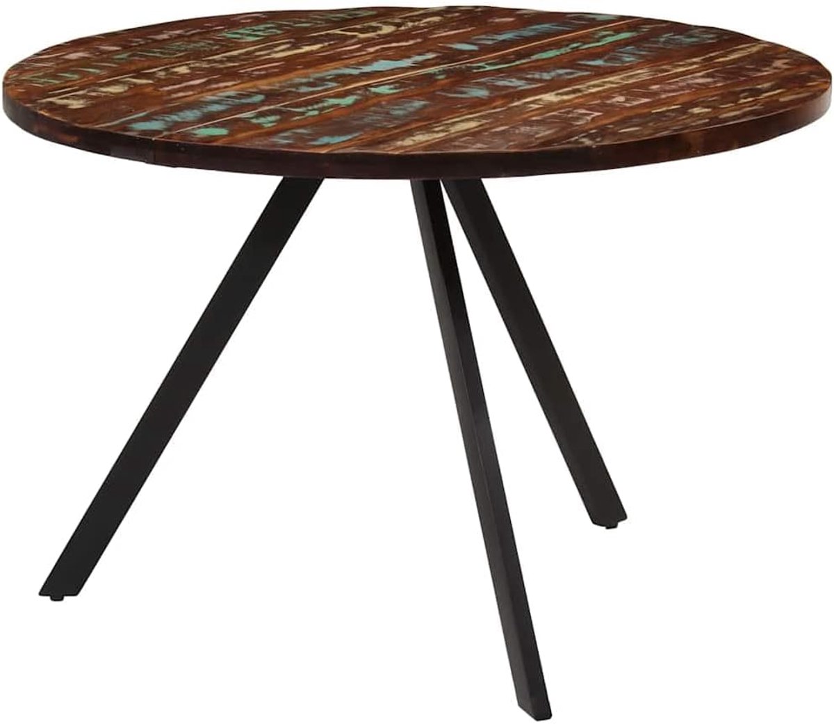 Eettafel, 110 x 75 cm, oud hout, massief hout, vintage look, met robuust ijzeren frame en stabiel tafelblad voor keuken of eetkamer, uniek design van gerecycled hout