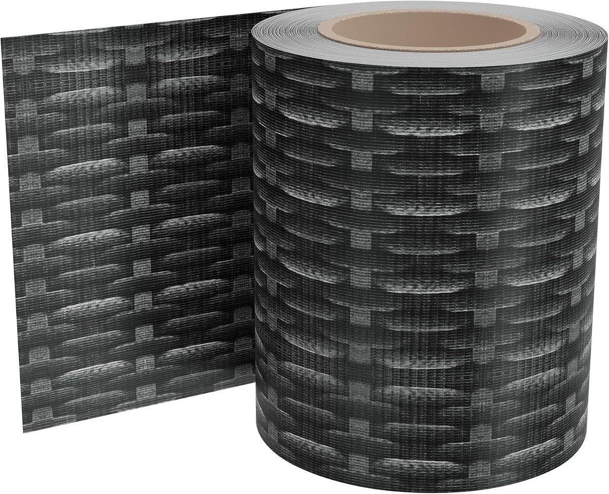 Zichtwerende stroken PVC dubbelstaafmatten privacy film met bevestigingsclips privacy staafmattenhek windscherm ondoorzichtig hek voor tuinhek balkon (35 m x 19 cm, rotanpatroon)