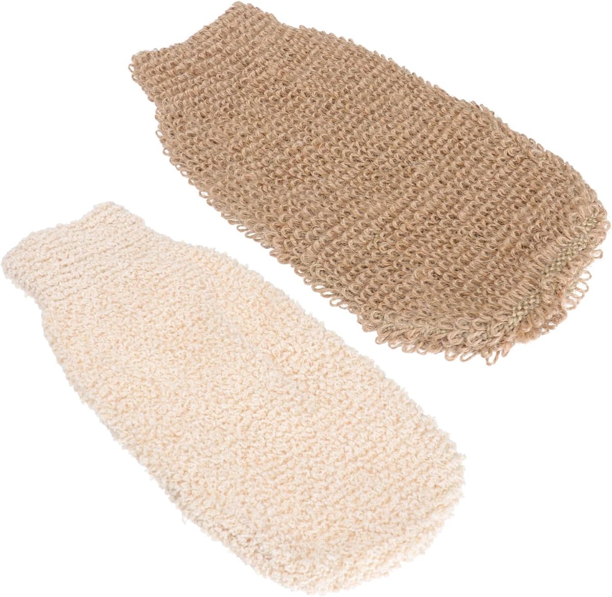 2 Stuks Badhandschoenen Bruine Exfoliërende Handschoenen Voor Bad Afwassen Hendel Badkamer Handdoek Schoonmaakhandschoen Scrubber Accessoires Handschoen Wasbak Brown Jute-