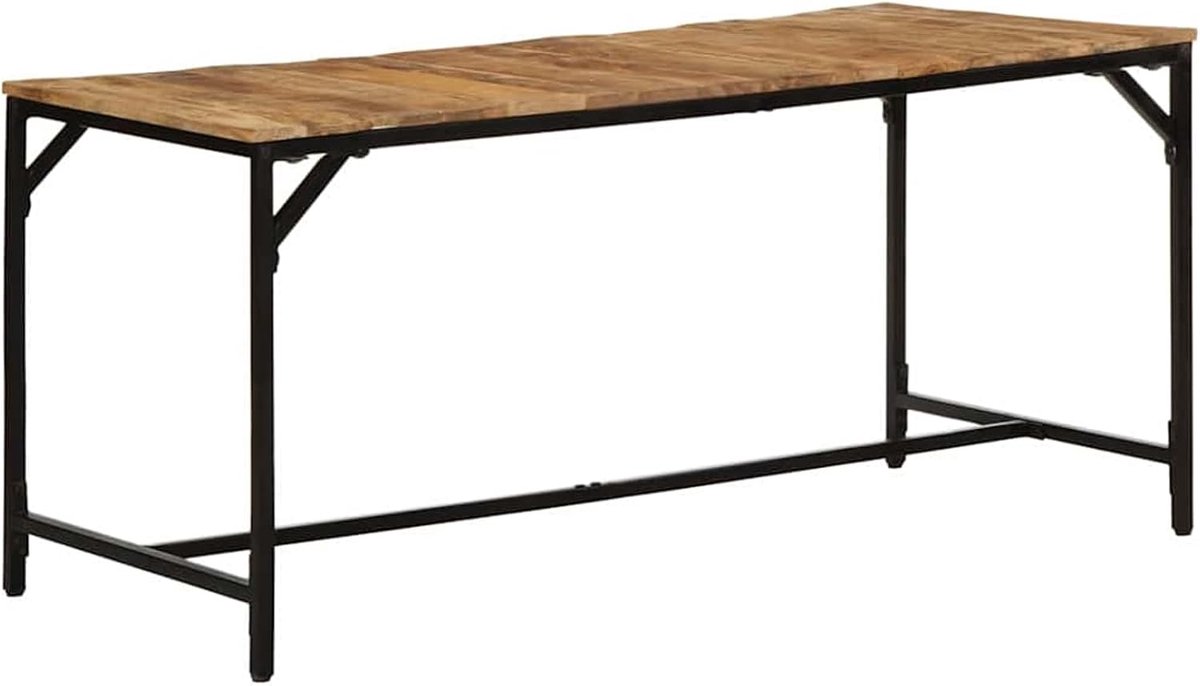 Eettafel, massief houten tafelblad van mangohout, 160 x 80 x 75 cm, rustiek design, voor eetkamer of woonkamer, 373605