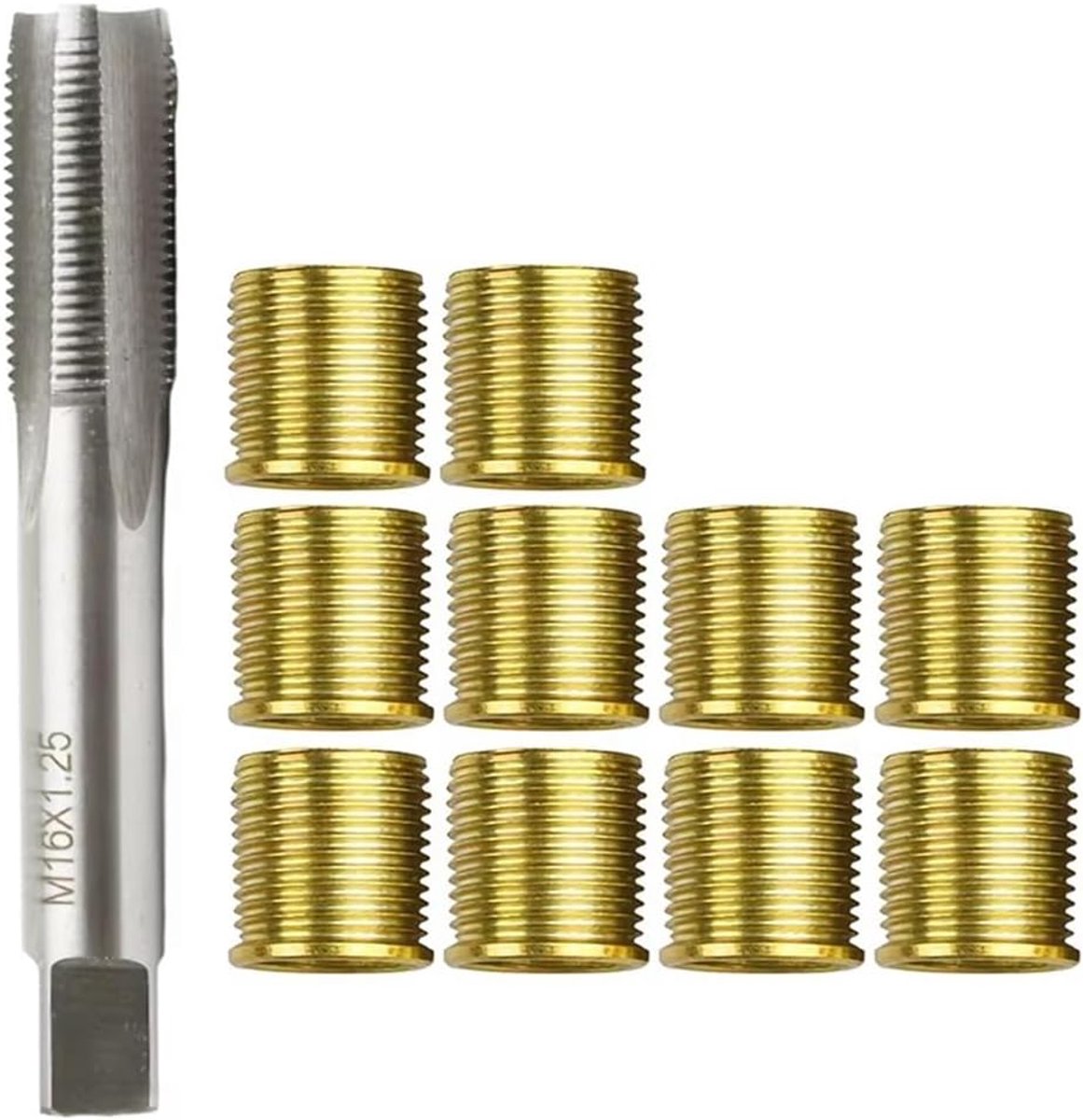 Draadreparatieset voor het herstellen van beschadigde schroefdraad M16 x 1,25 schroefdraad TAP M14 x 1,25 invoegauto -Pro spoelen -gereedschap