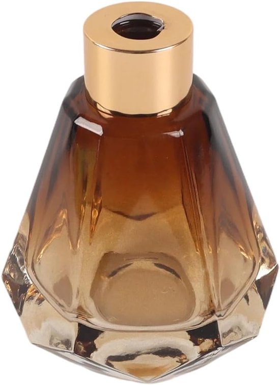 2 stuks 60 ml parfumflesjes van bruin glas met kleurverloop, gouden dop en diamantvormige voet, navulbare lege parfumflesjes voor op reis en cosmetische verpakkingen (8,8 cm hoog, 6,4 cm breed) — afbeelding 4