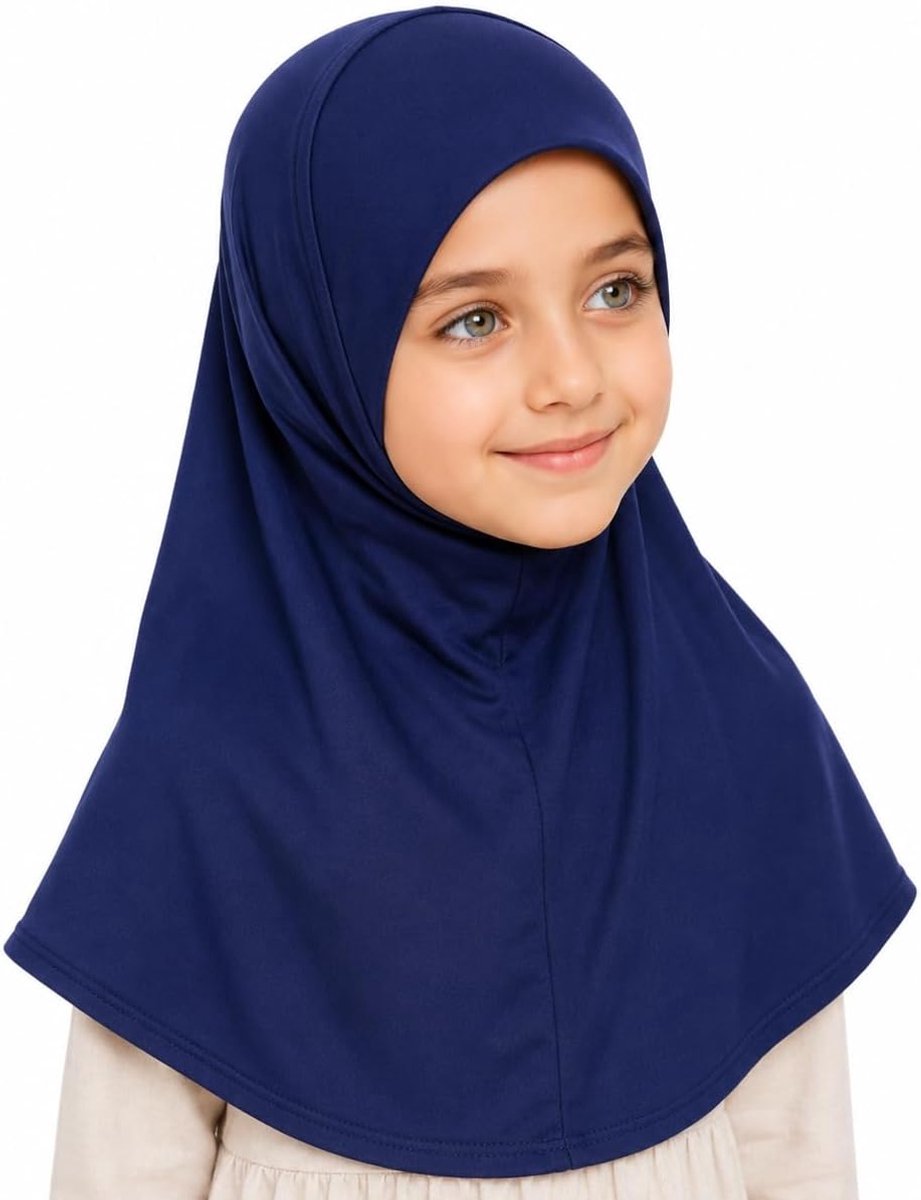 Meisjes instant hoofddoek hijab effen al Amira, kant-en-klare pull on sjaal, ideaal voor elke gelegenheid school/kleuterschool