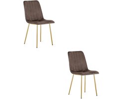 LAVA Eetkamerstoelen – Set van 2 – Groen Velvet – Goudkleurige Metalen Poten – Comfortabele Gestoffeerde Zitting – Modern Design – Velvet Stoel voor Woonkamer, Keuken en Eetkamer – Max. 110 kg per Stoel