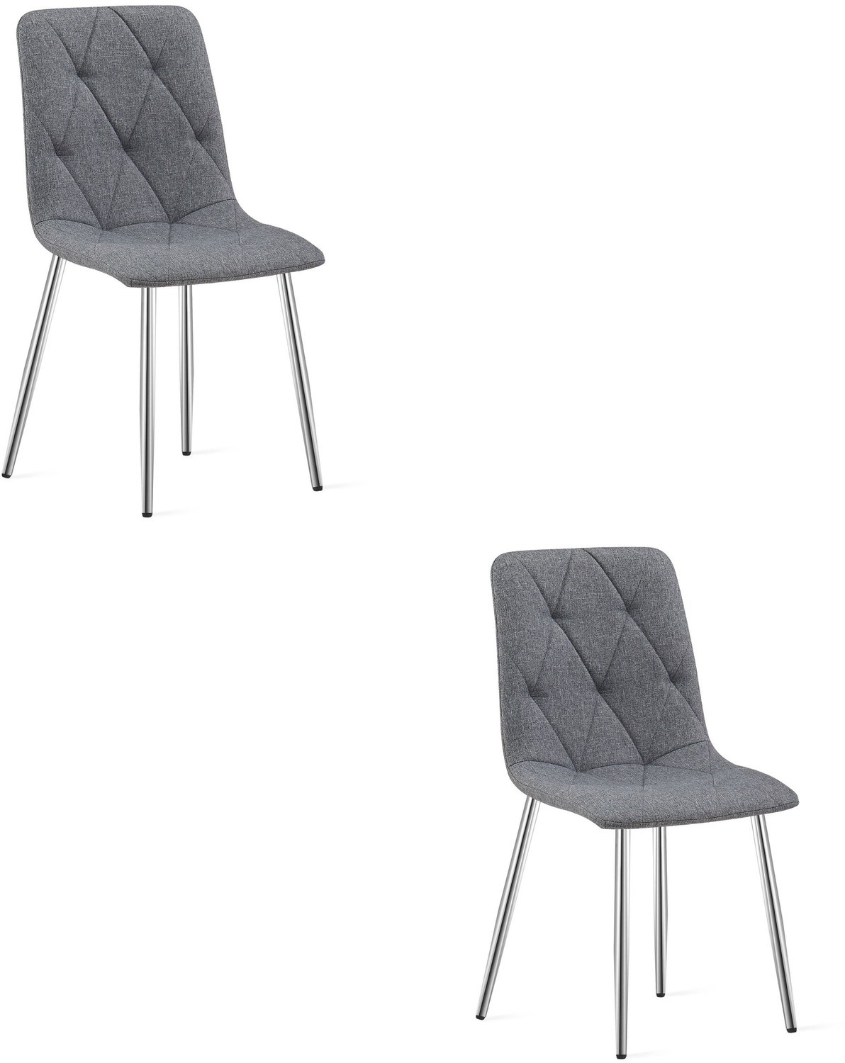 LEOBERT LIBRA Eetkamerstoelen – Set van 2 – Grijs Stof – Metalen Poten – Comfortabele Gestoffeerde Zitting – Modern Design – Voor Woonkamer, Keuken en Eetkamer – Max. 110 kg per Stoel