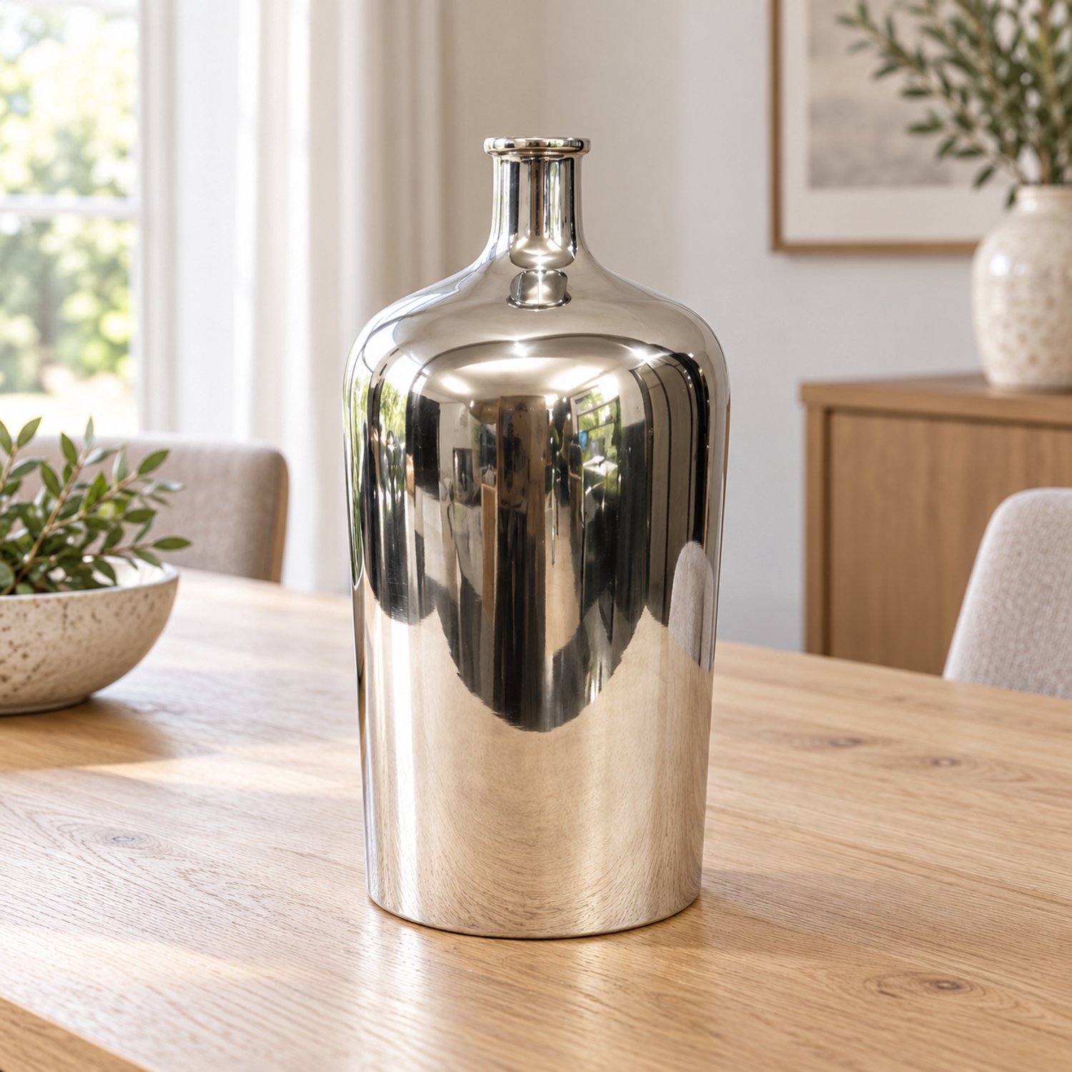 Hoppa! Flesvaas met smalle hals - Chroom - 24 x 24 x 46 cm (B x D x H)