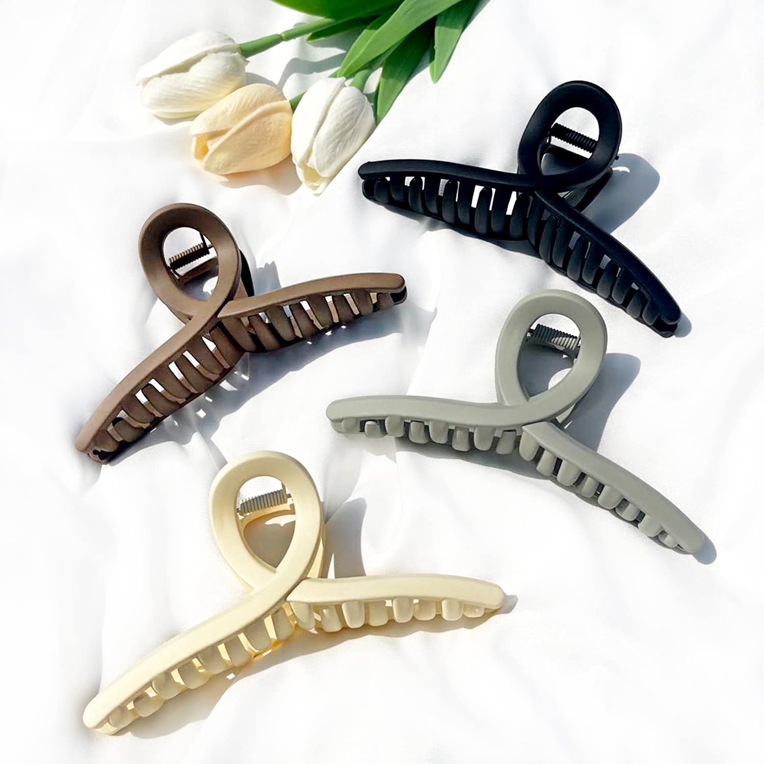 Haarklemmen – Set van 4 Grote Matte Vlinder Haarklemmen van 13 cm – Oversized Haarspelden met Sterke Grip voor Lang en Dik Haar