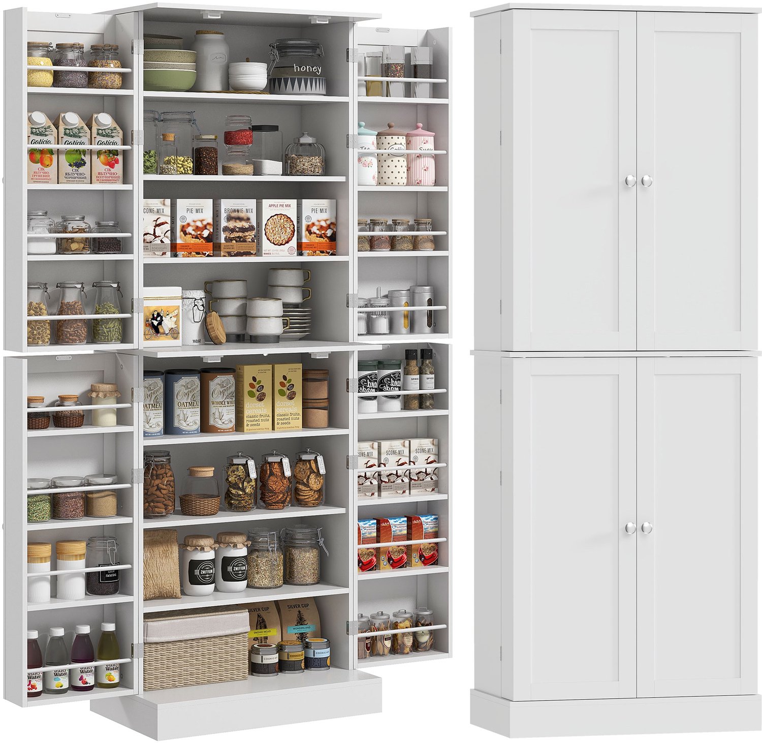 HOMCOM voorraadkasten - Spaanplaat - 60x35x166cm - Wit